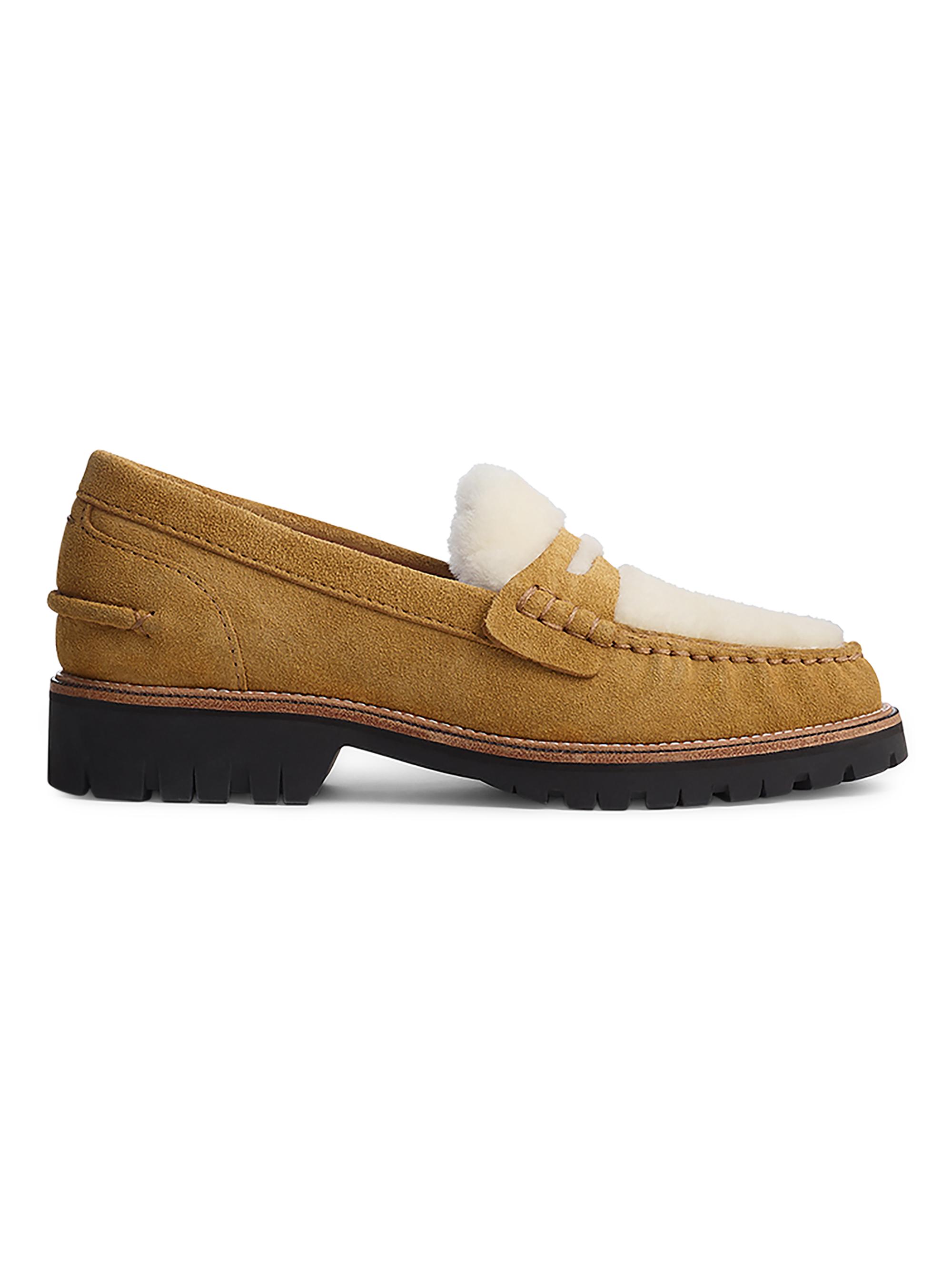 rag & bone Women's Corey 70MM Suede & Shearling Loafers - Camel Suede Shearling