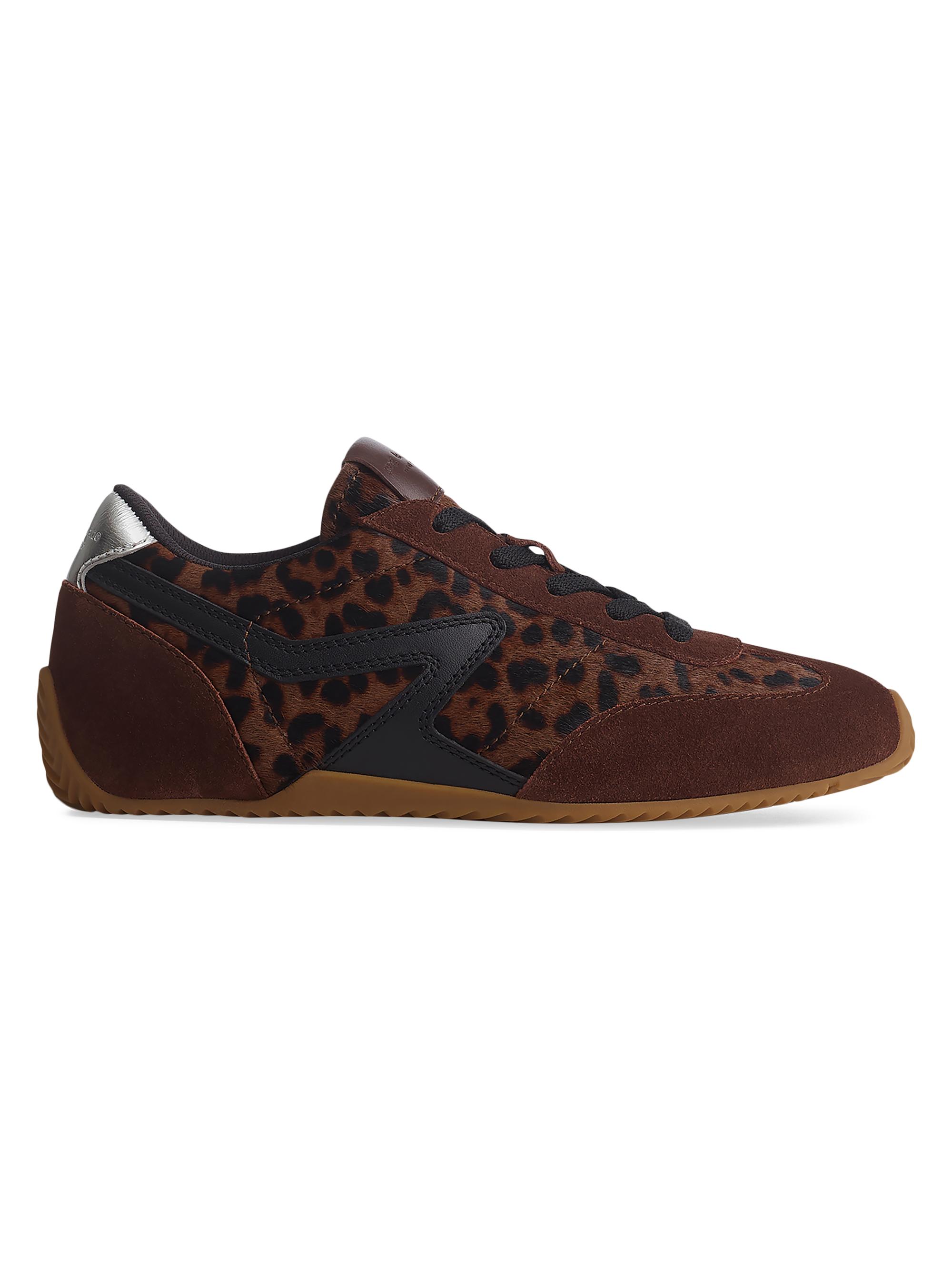 rag & bone Women's Retro Runner Slim Ultra Suede & Calf Hair Sneakers - Leopard Mocha