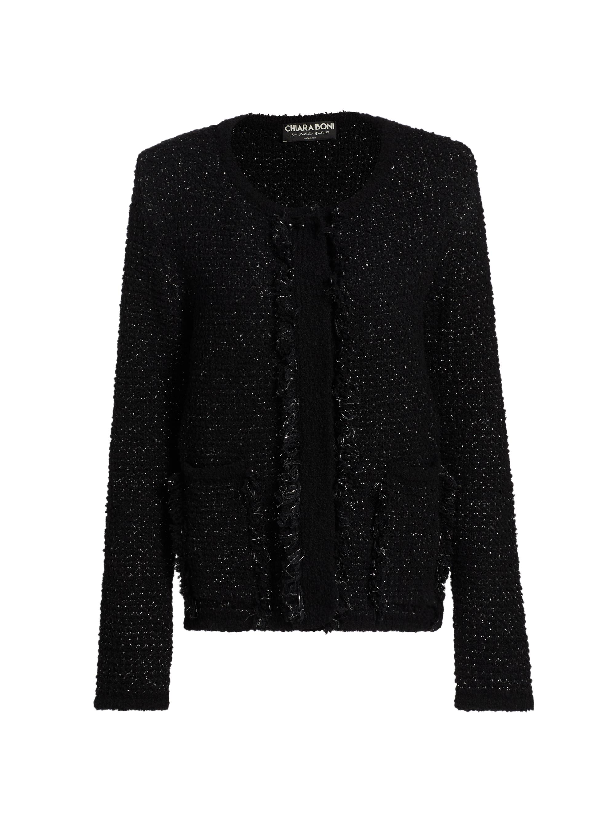 Chiara Boni La Petite Robe Women's Borant Metallic Tweed Cardigan - Black