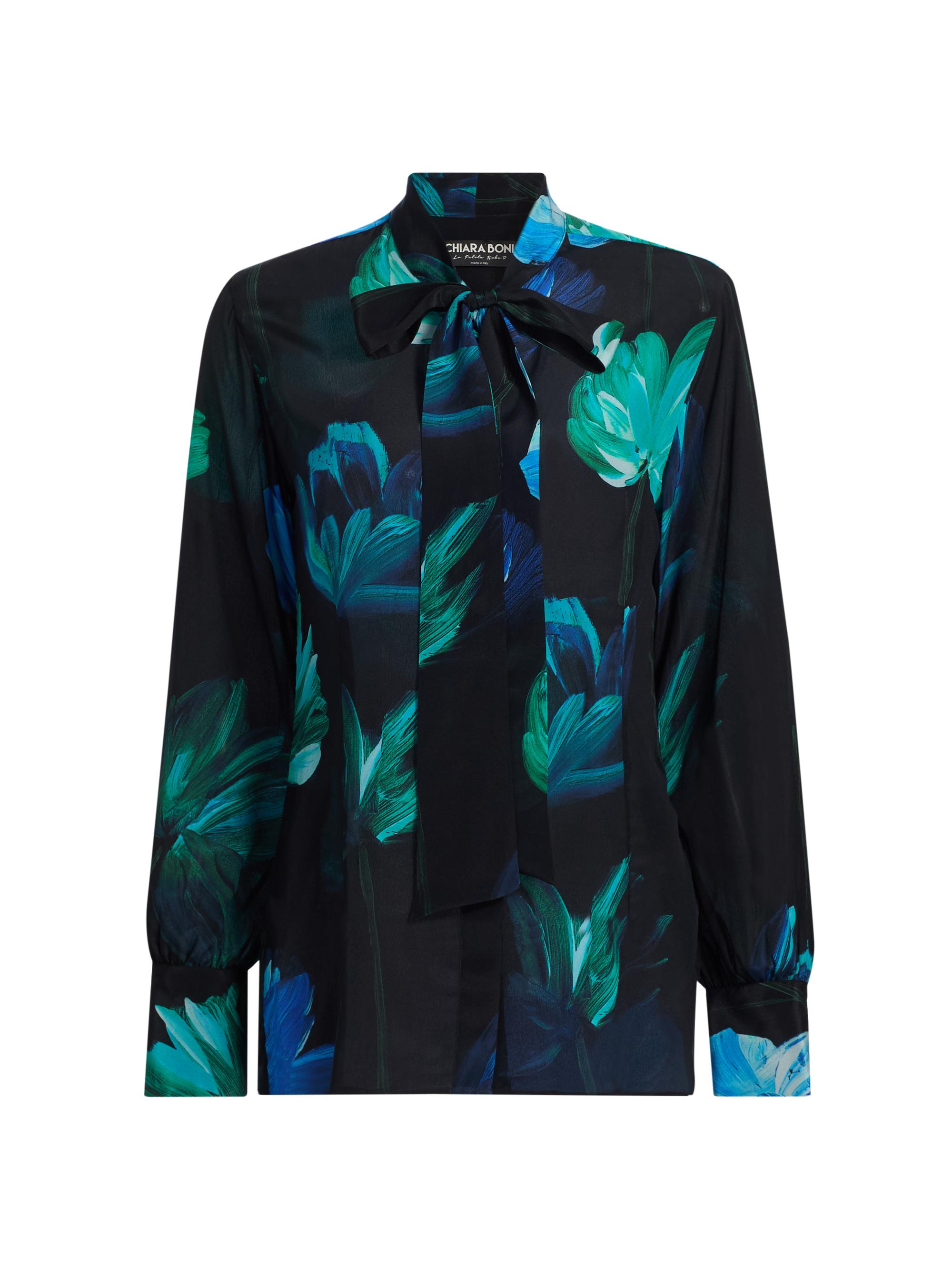 Chiara Boni La Petite Robe Women's Reni Silk Printed Chiffon Blouse - Donna Blue