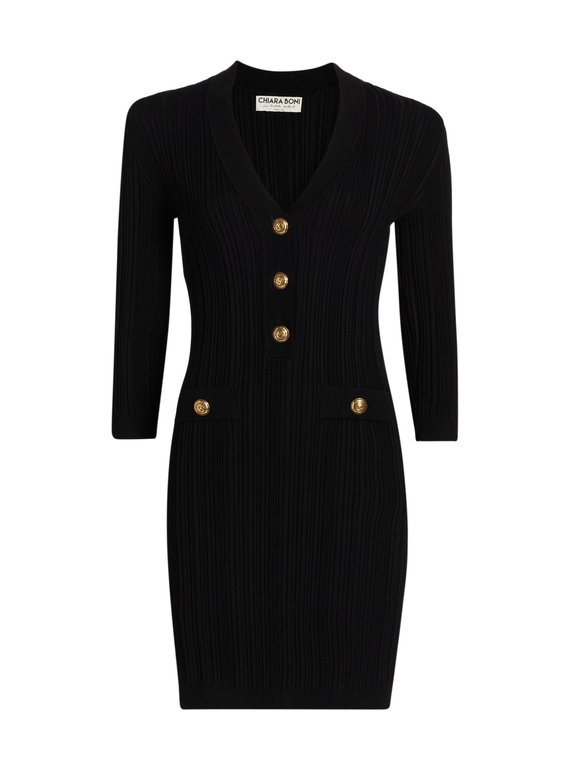 Chiara Boni La Petite Robe Women's Nuj Pepper Rib-Knit Minidress - Nero