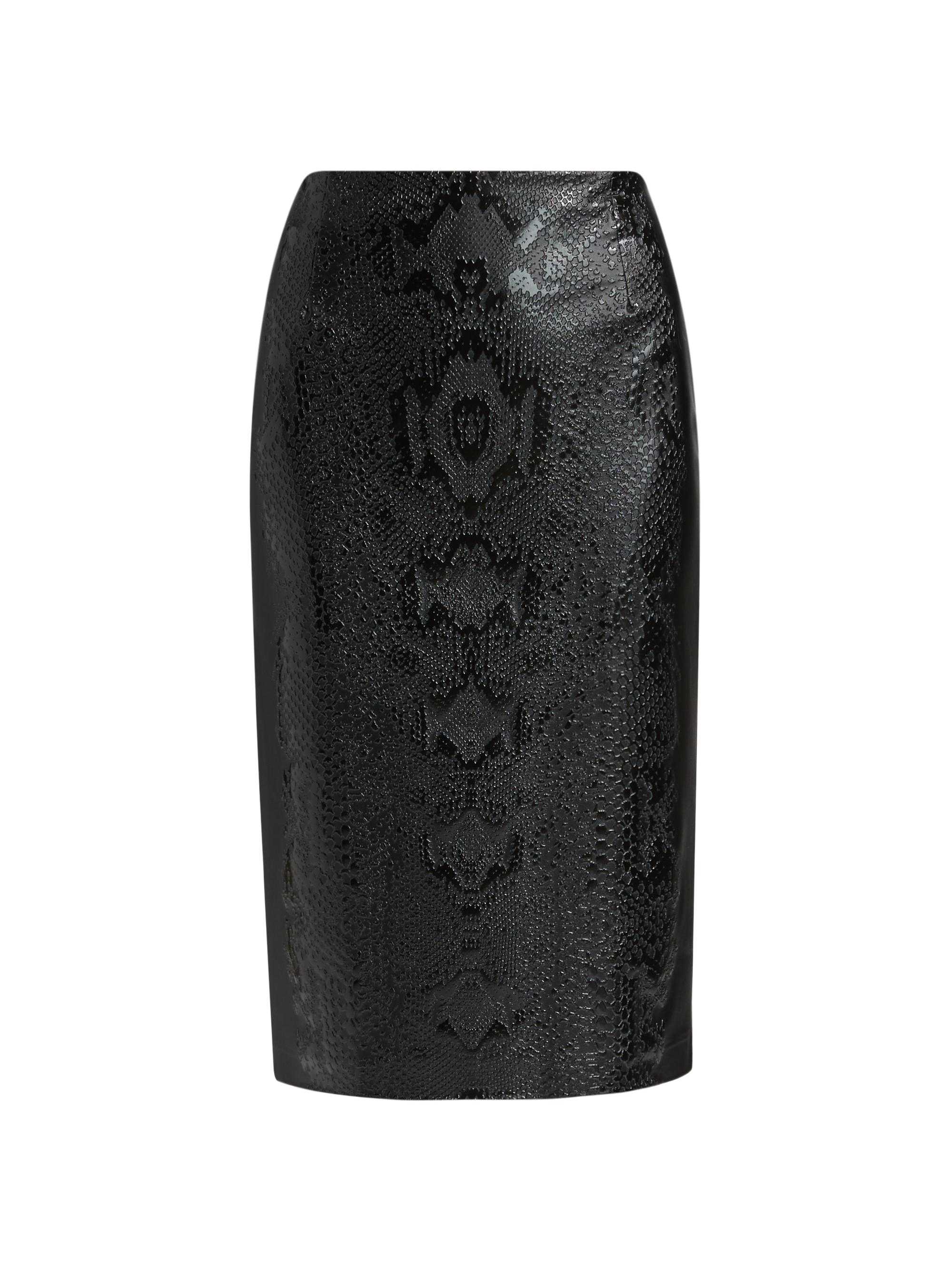 Chiara Boni La Petite Robe Women's Lumi Snakeskin-Effect Coated Jersey Midi-Skirt - Black