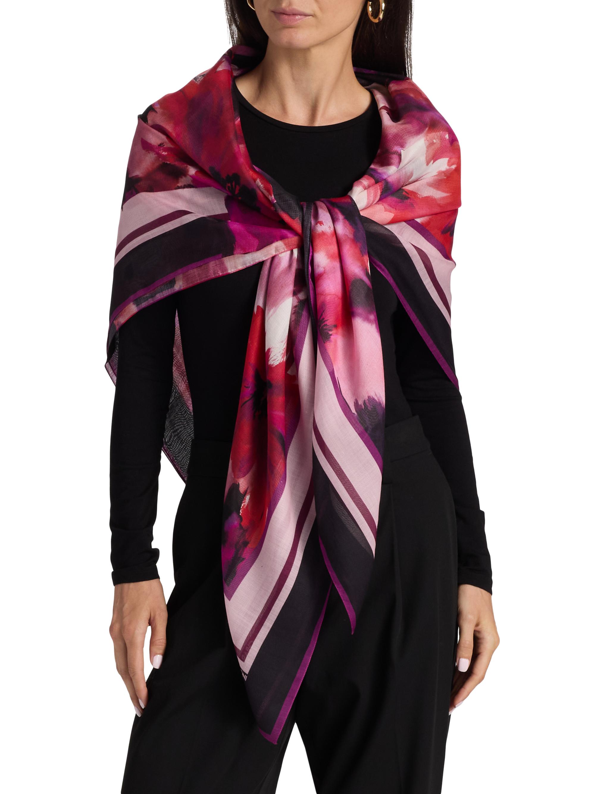 Chiara Boni La Petite Robe Women's Diane Printed Silk-Wool Scarf - Linda Pink