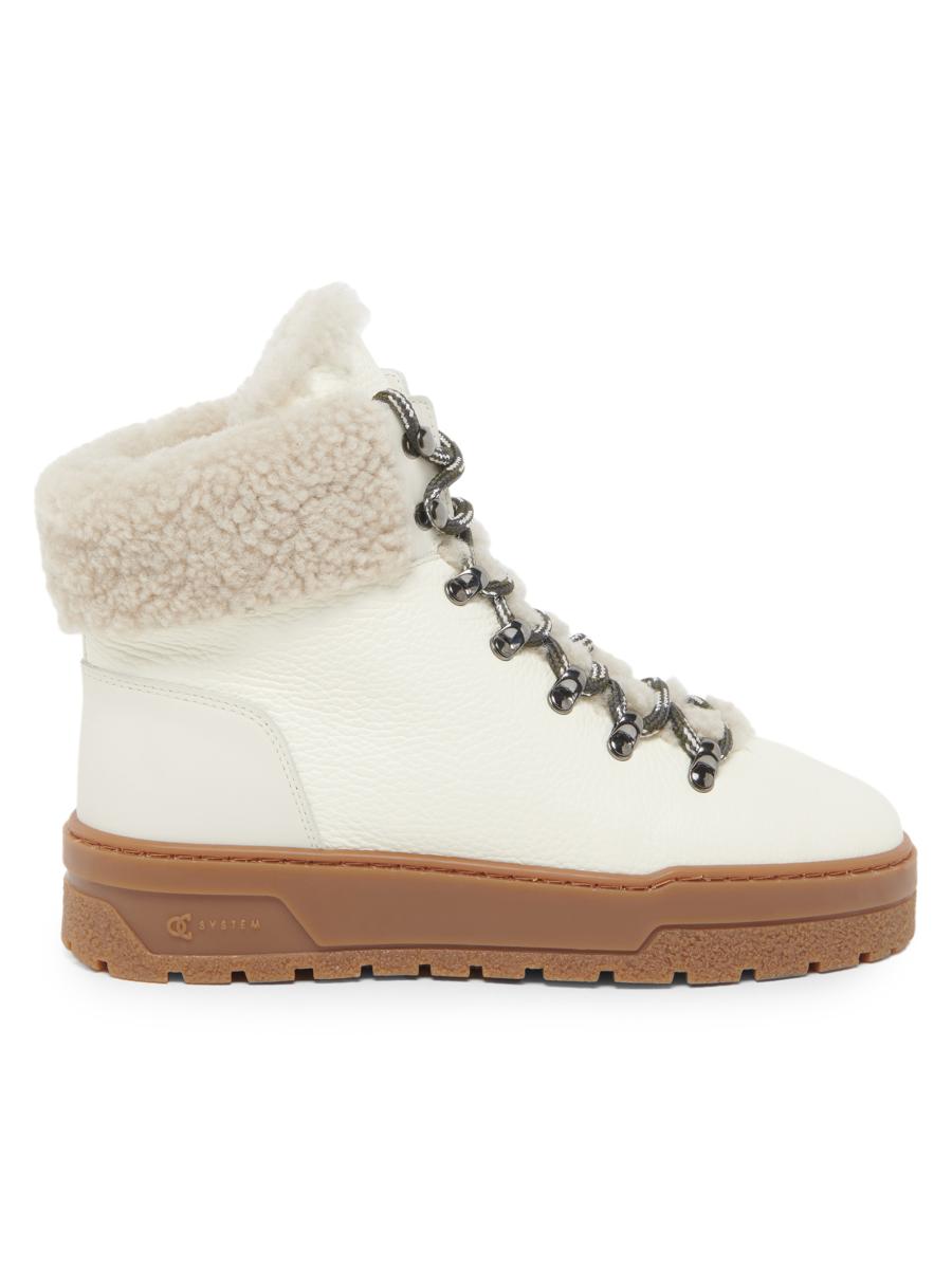 Pollini Women's Ice Cracker Shearling-trimmed & Leather Platform Ankle Boots In White