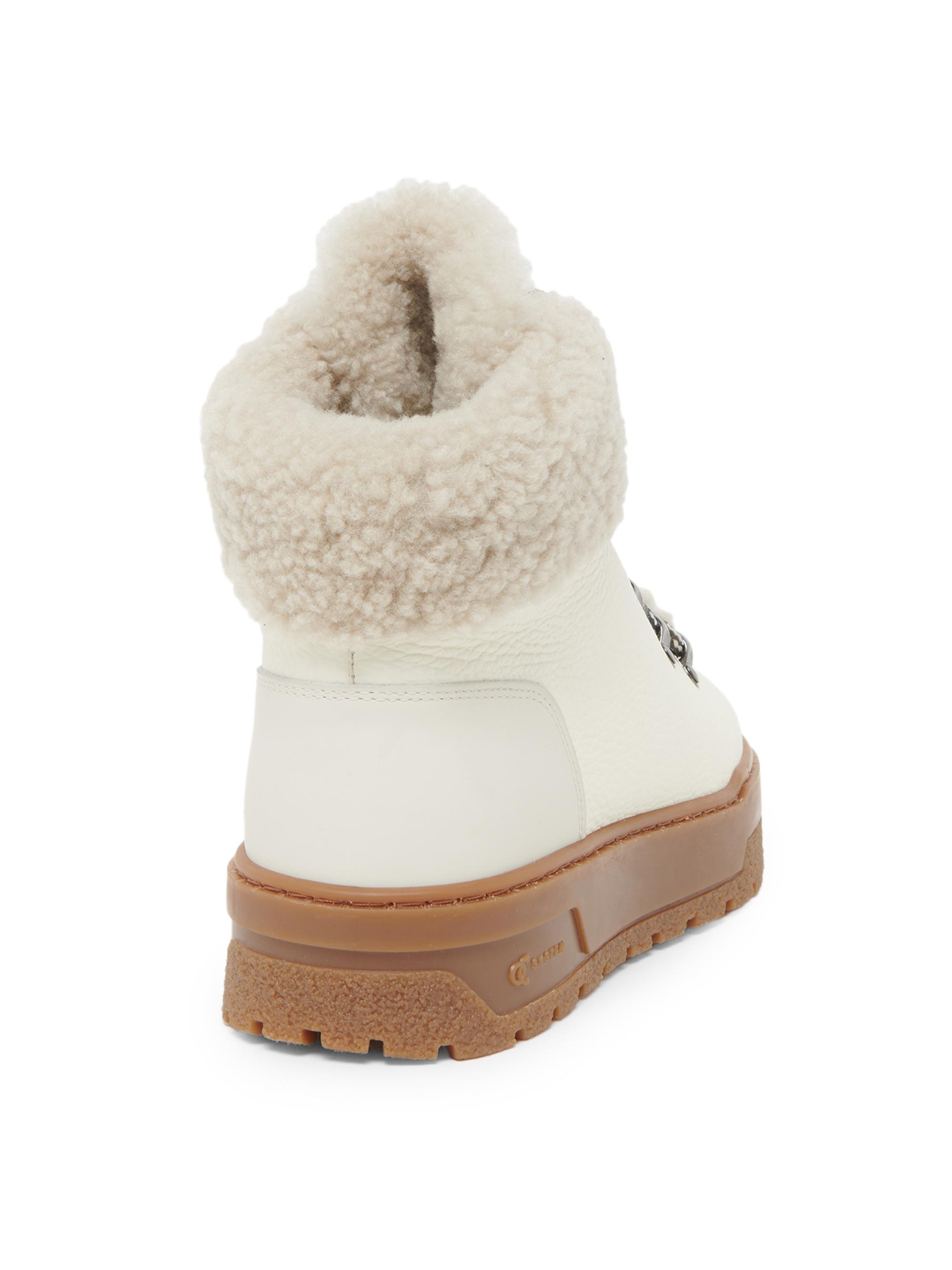 Pollini Ice Cracker Shearling-Trimmed & Leather Platform Ankle