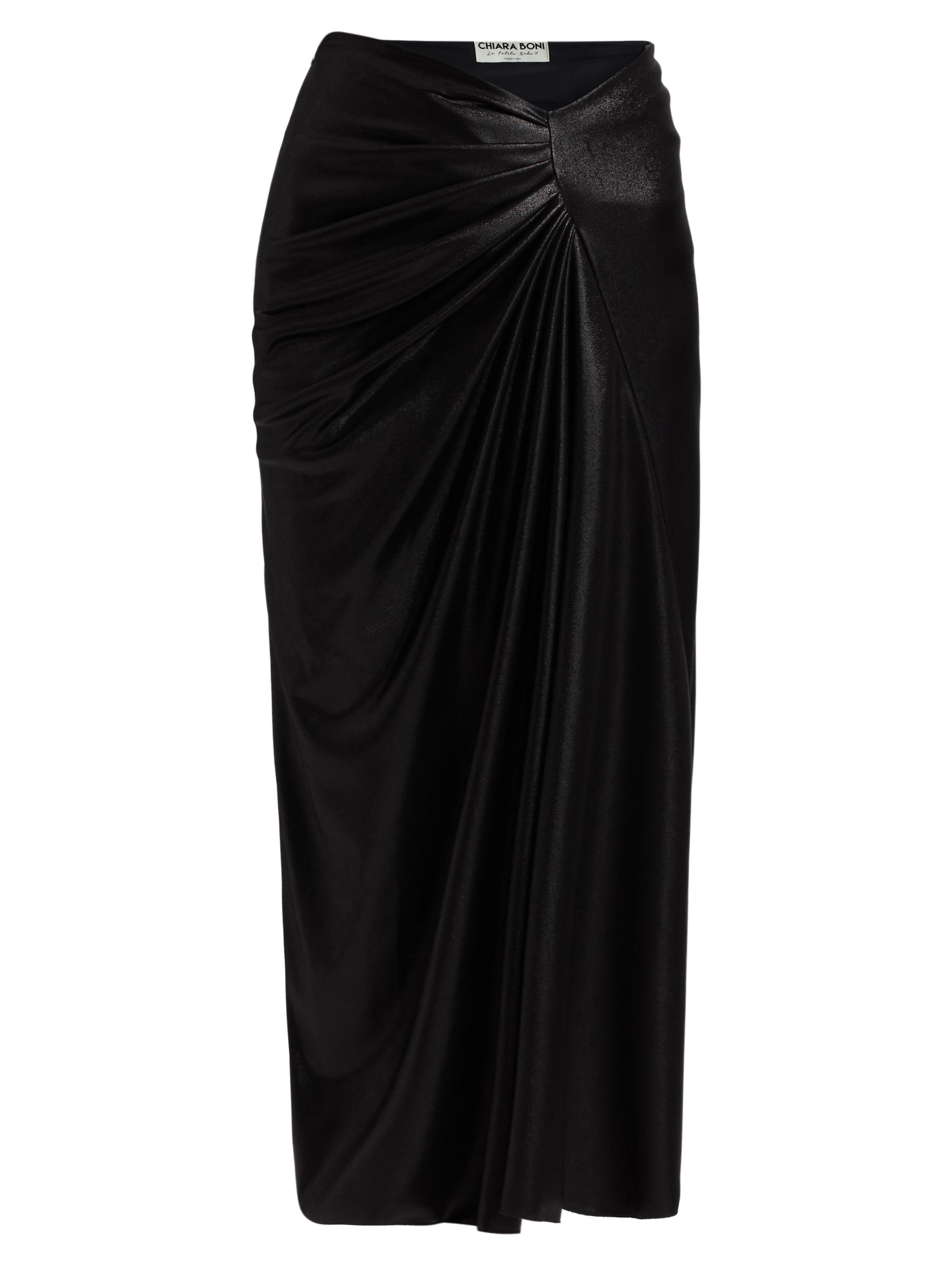 Chiara Boni La Petite Robe Women's Rahma Splendid Relaxed-Fit Ruched Midi-Skirt - Planet Black