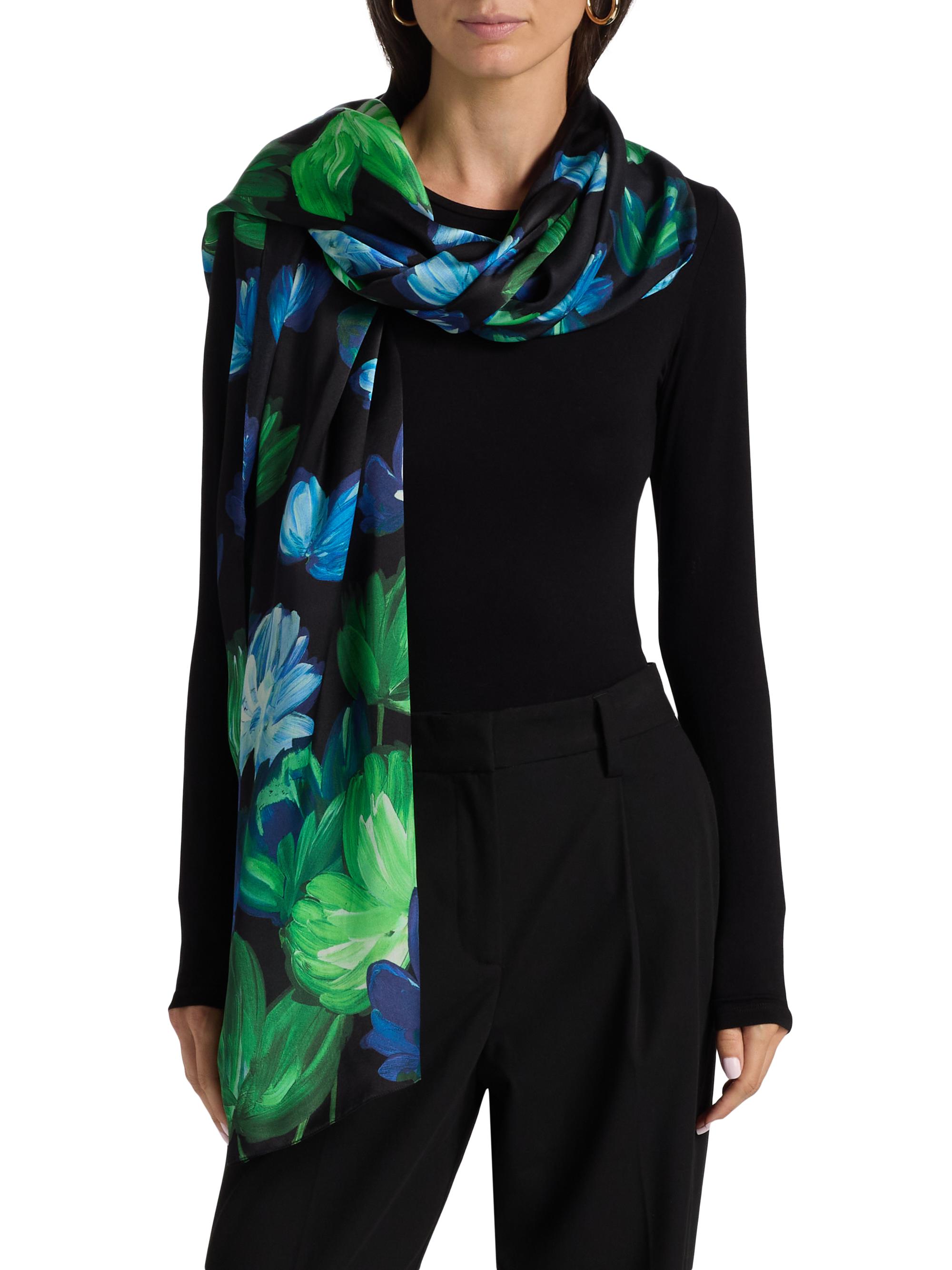 Chiara Boni La Petite Robe Women's Mariette Printed Silk Satin Scarf - Donna Blue