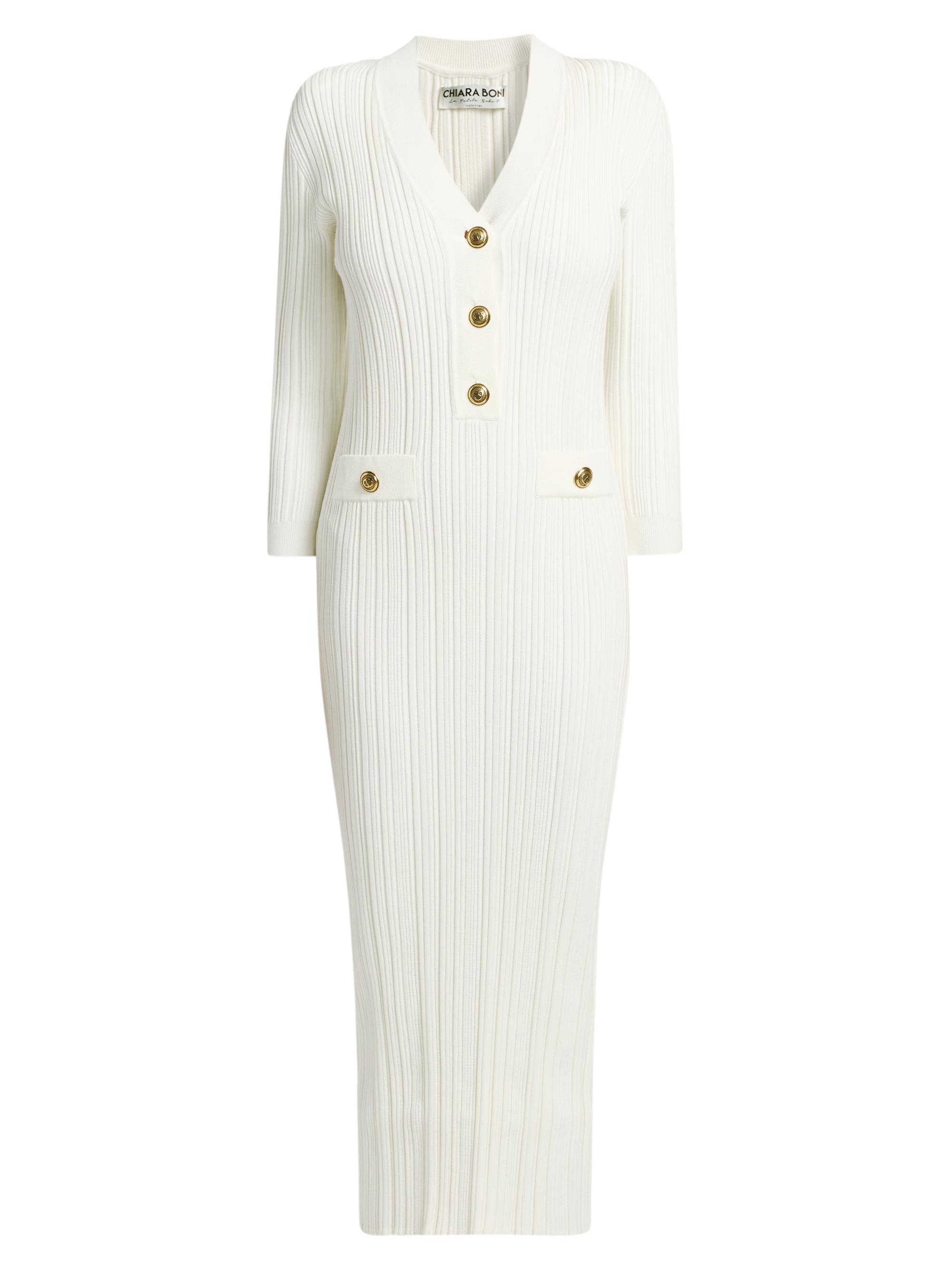 Chiara Boni La Petite Robe Women's Nuj Pepper Rib-Knit Midi-Dress - Bianco