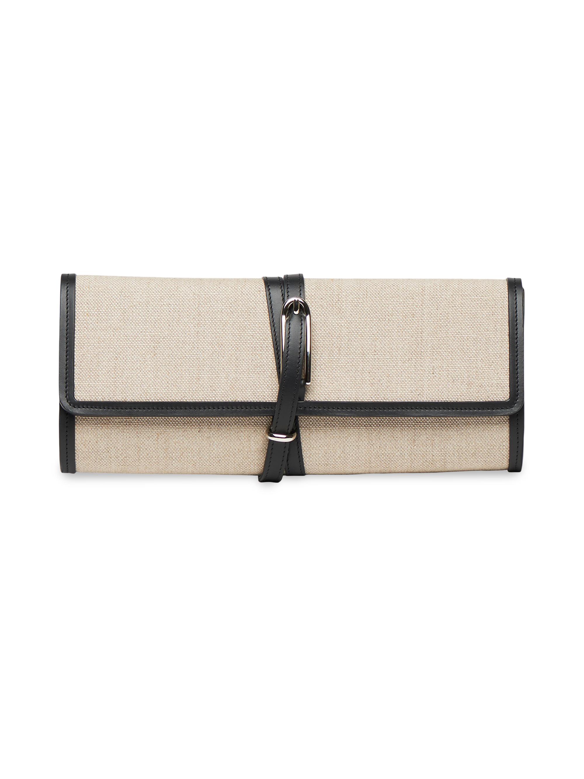 Liffner Women's Belted Clutch - Natural And Black
