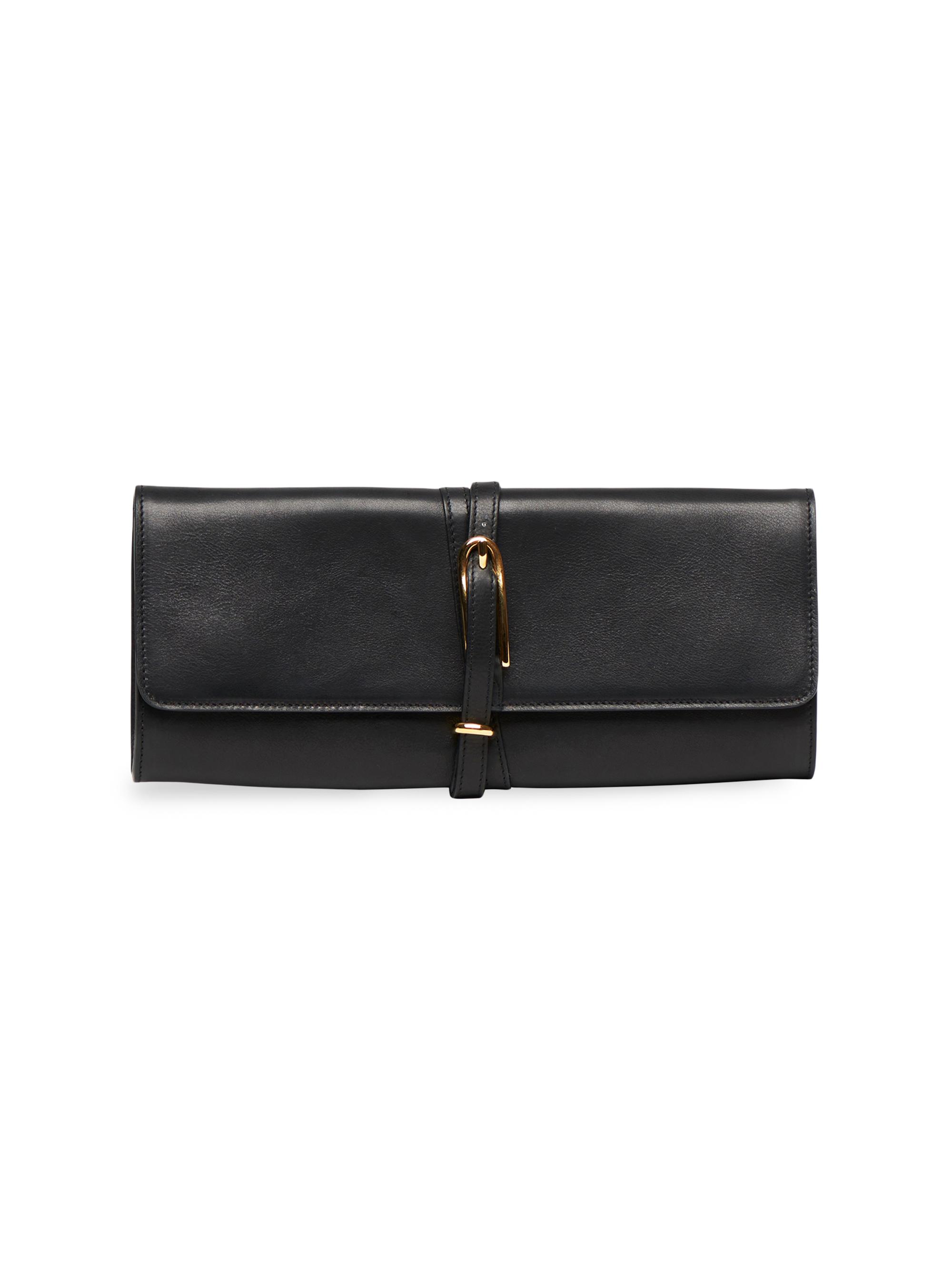 Liffner Women's Belted Leather Clutch - Black