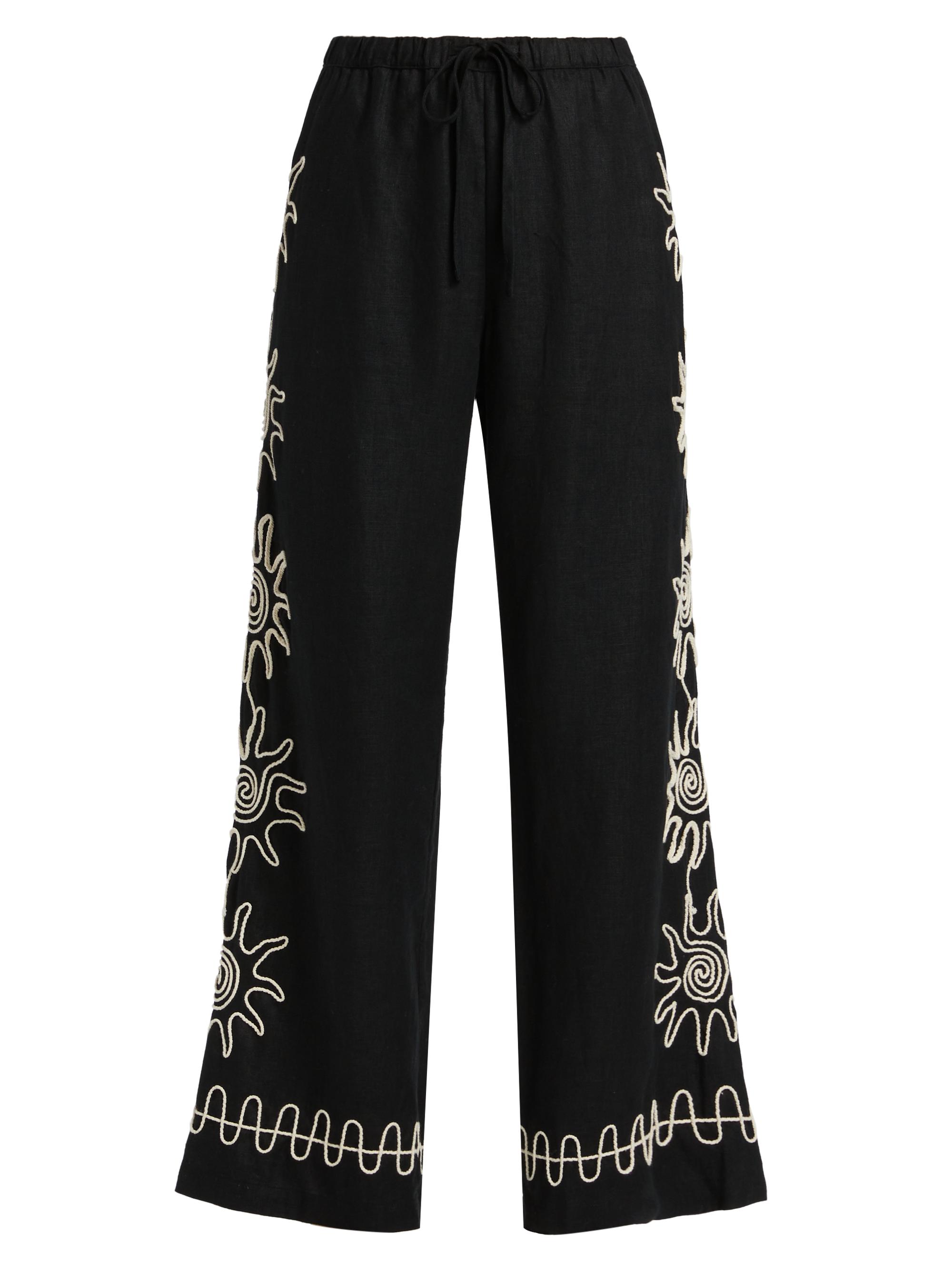 Rails Women's Emmie Embroidered Linen Pants - Sun Embroidery