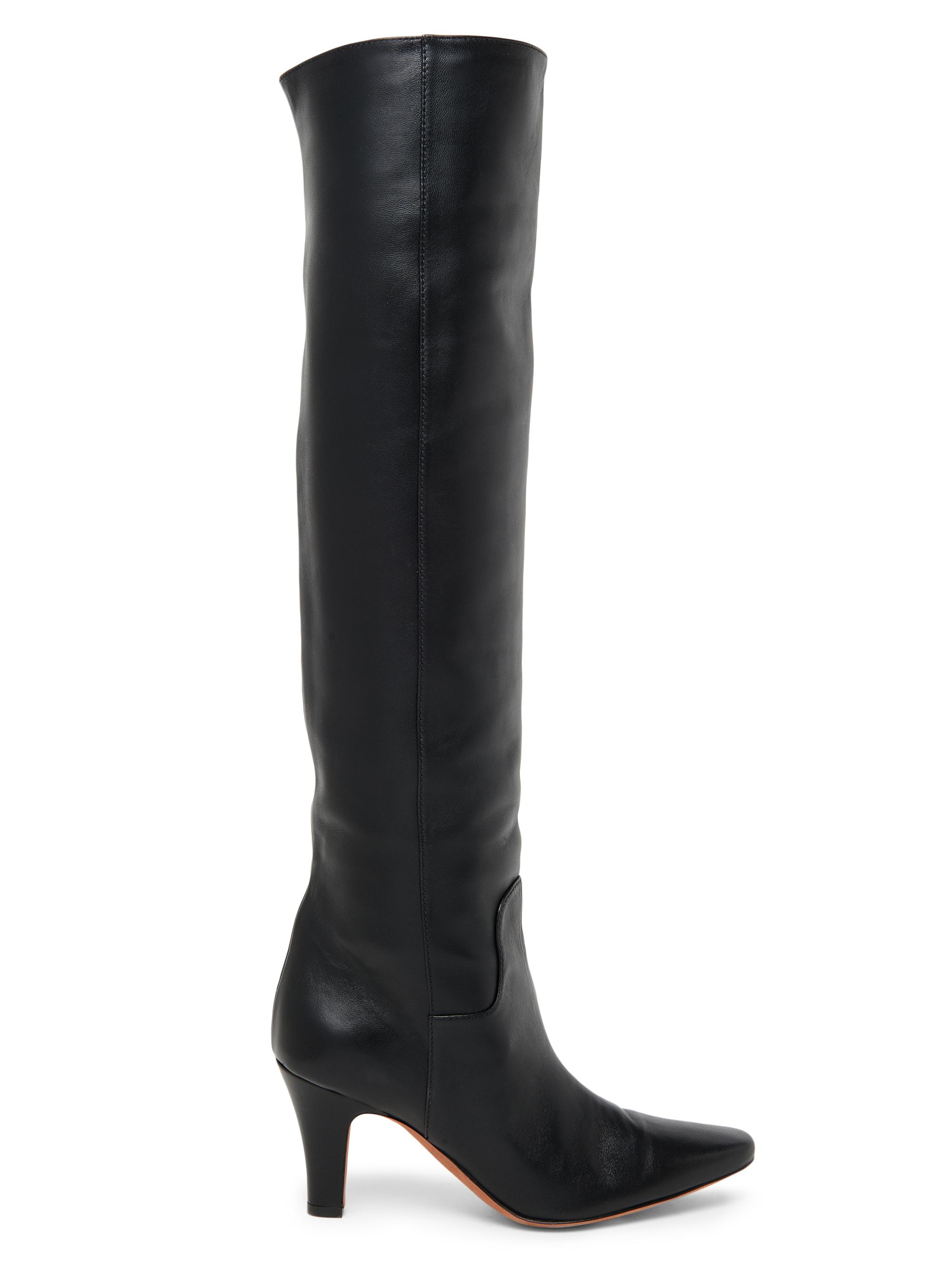 Pollini Women's Muse 75MM Leather Over-the-Knee Boots - Black