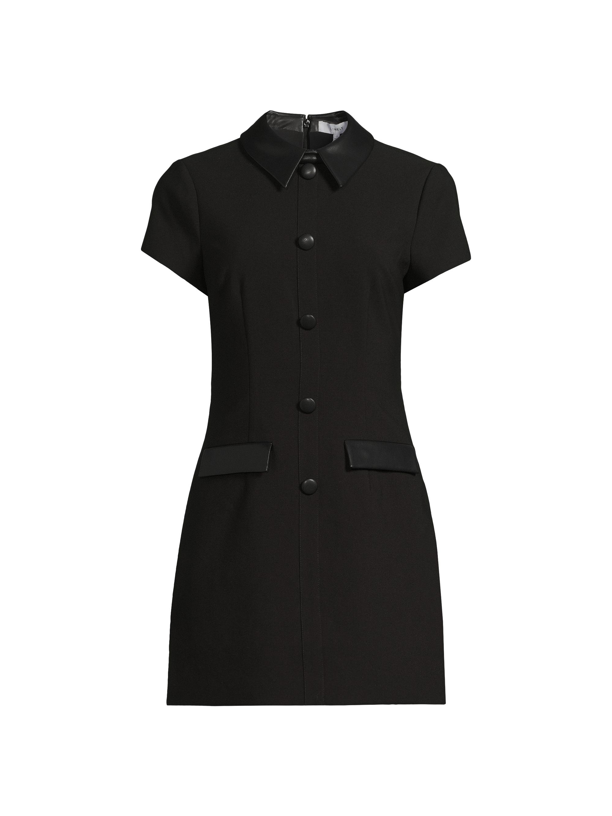 Likely Women's Ello Faux Leather-Trim Minidress - Black