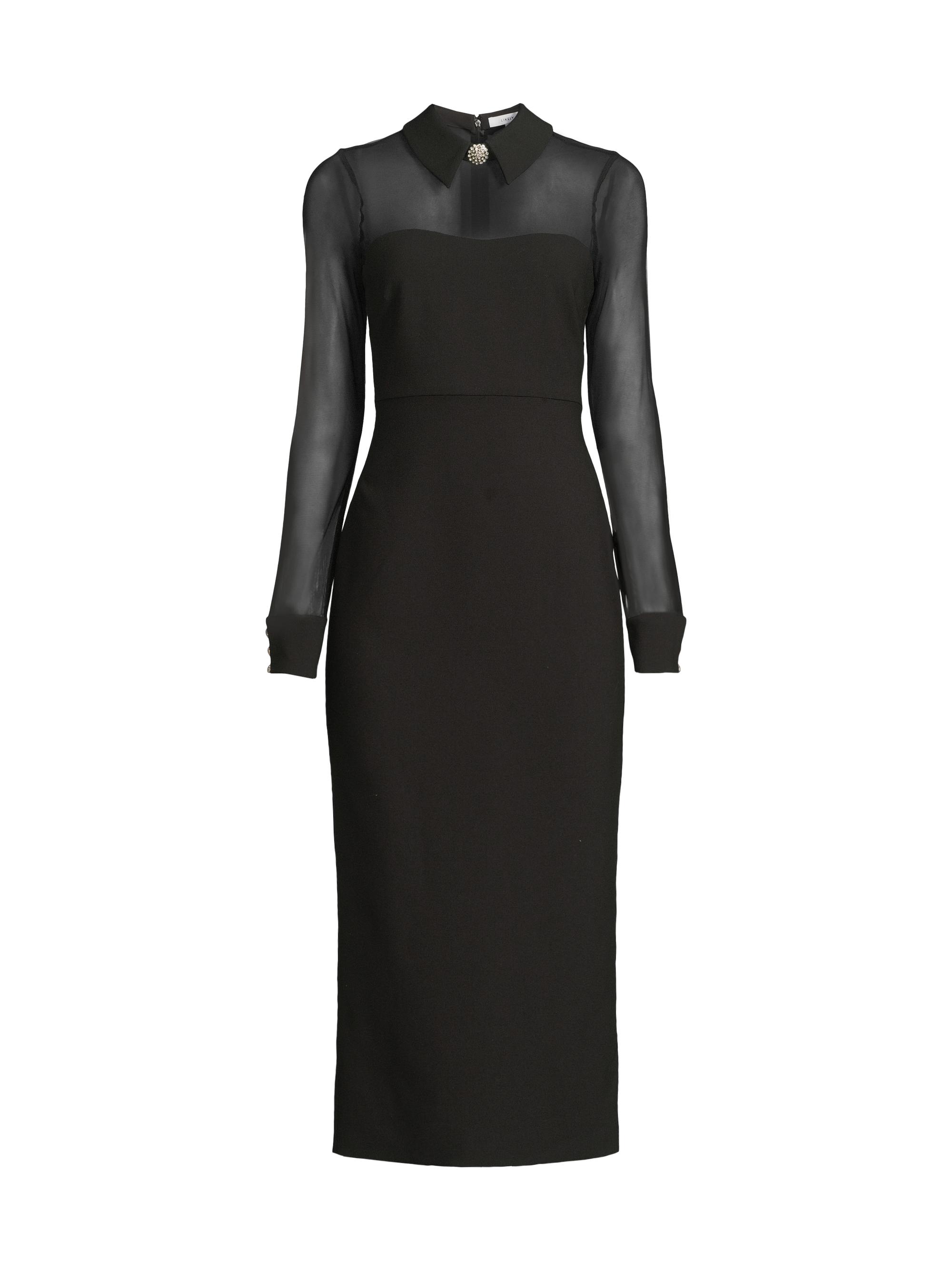 Likely Women's Olea Sheer-Sleeve Midi-Dress - Black