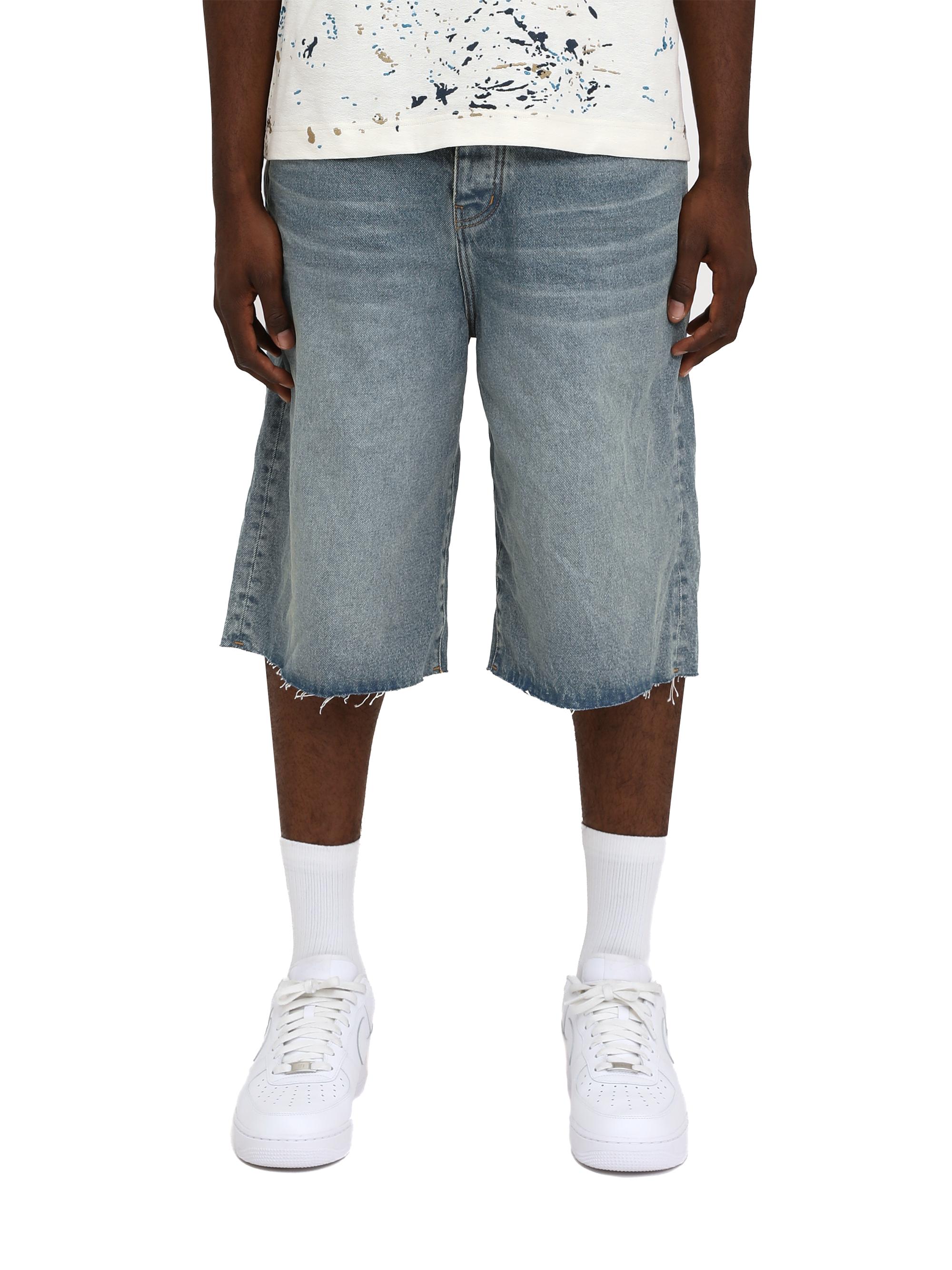 Purple Brand Men's Vintage-Mid-Indigo Denim Longline Shorts - Mid Indigo