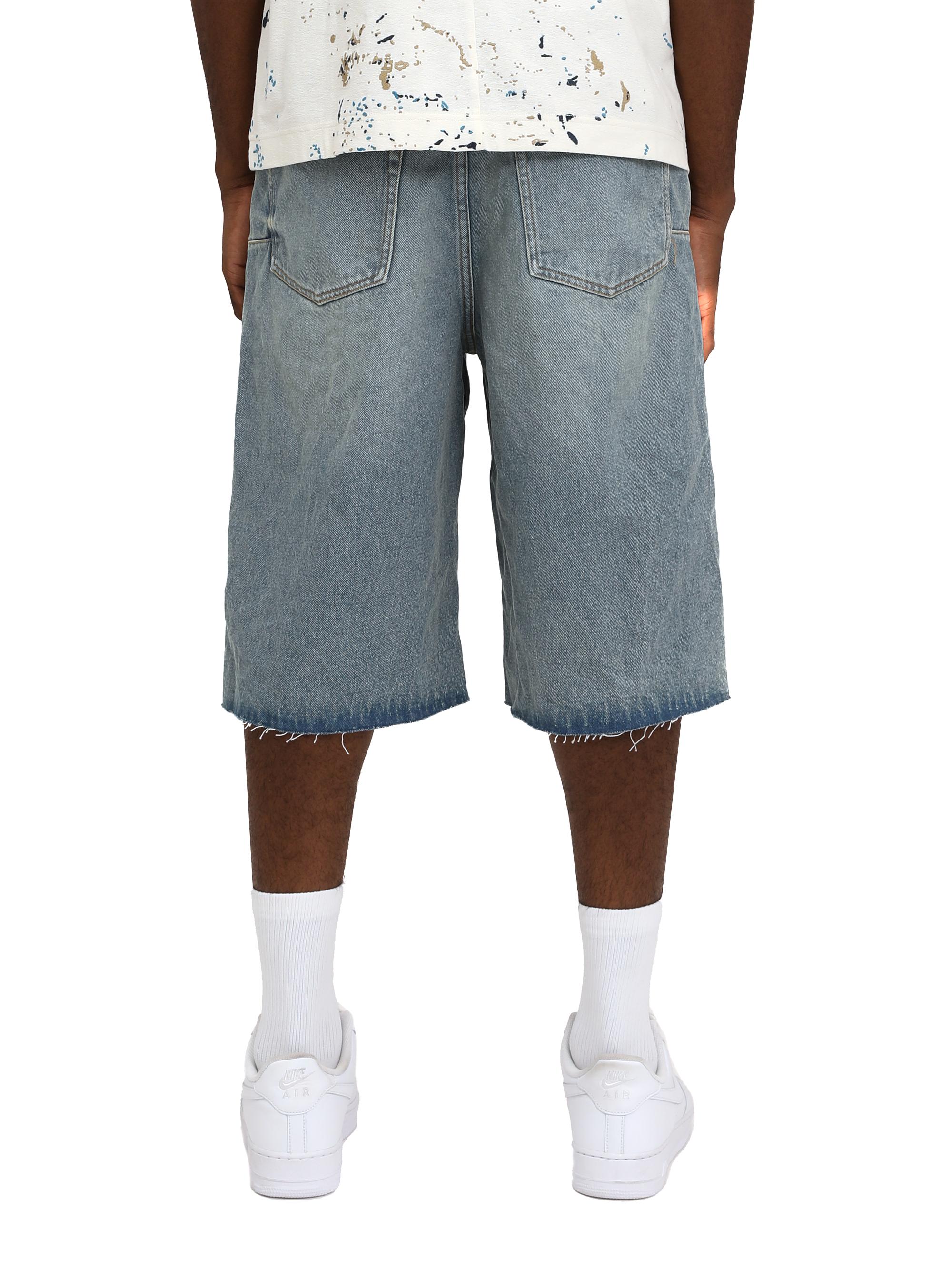 Vintage-Mid-Indigo Denim Longline Shorts