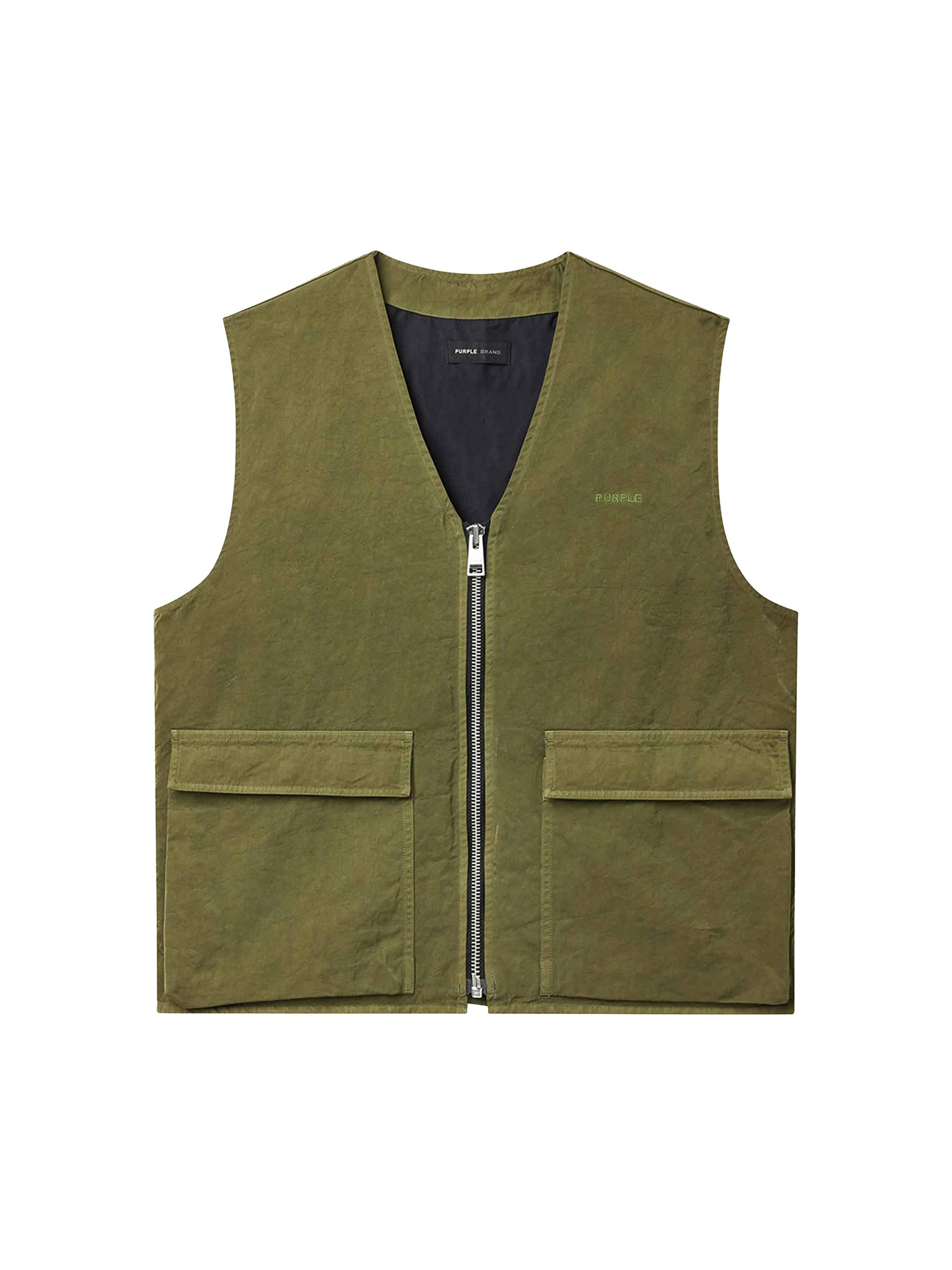 Purple Brand Men's Logo Cotton Utility Vest - Green