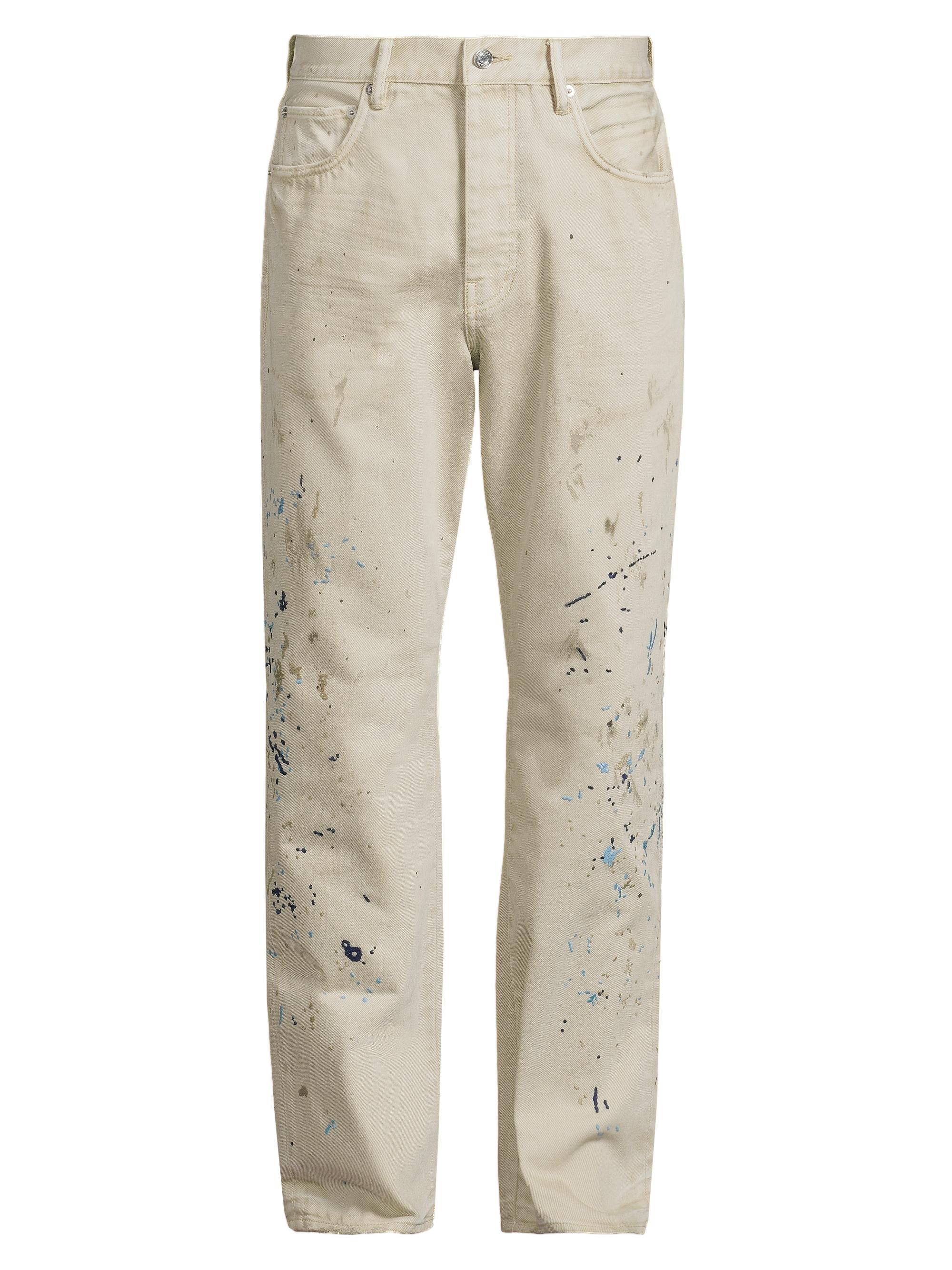 Purple Brand Men's Double Paint Embroidered Jeans - Khaki