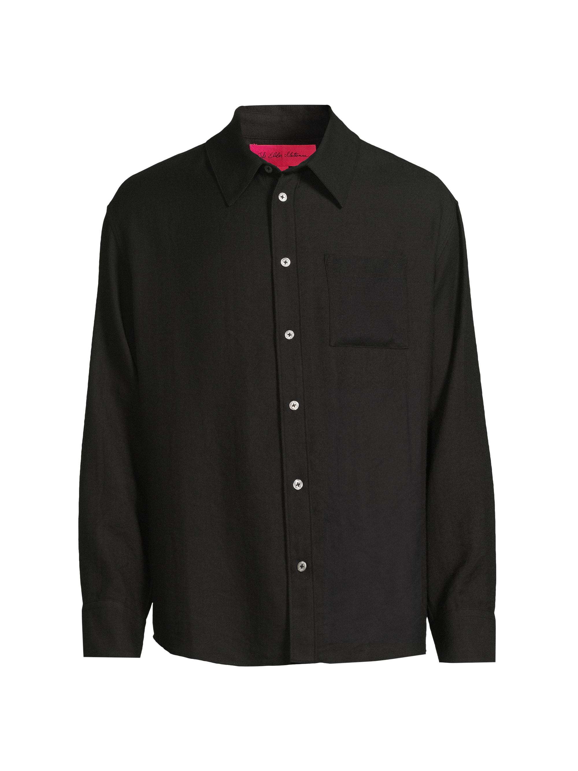 The Elder Statesman Men's Regular-Fit Cashmere-Wool Shirt - Black