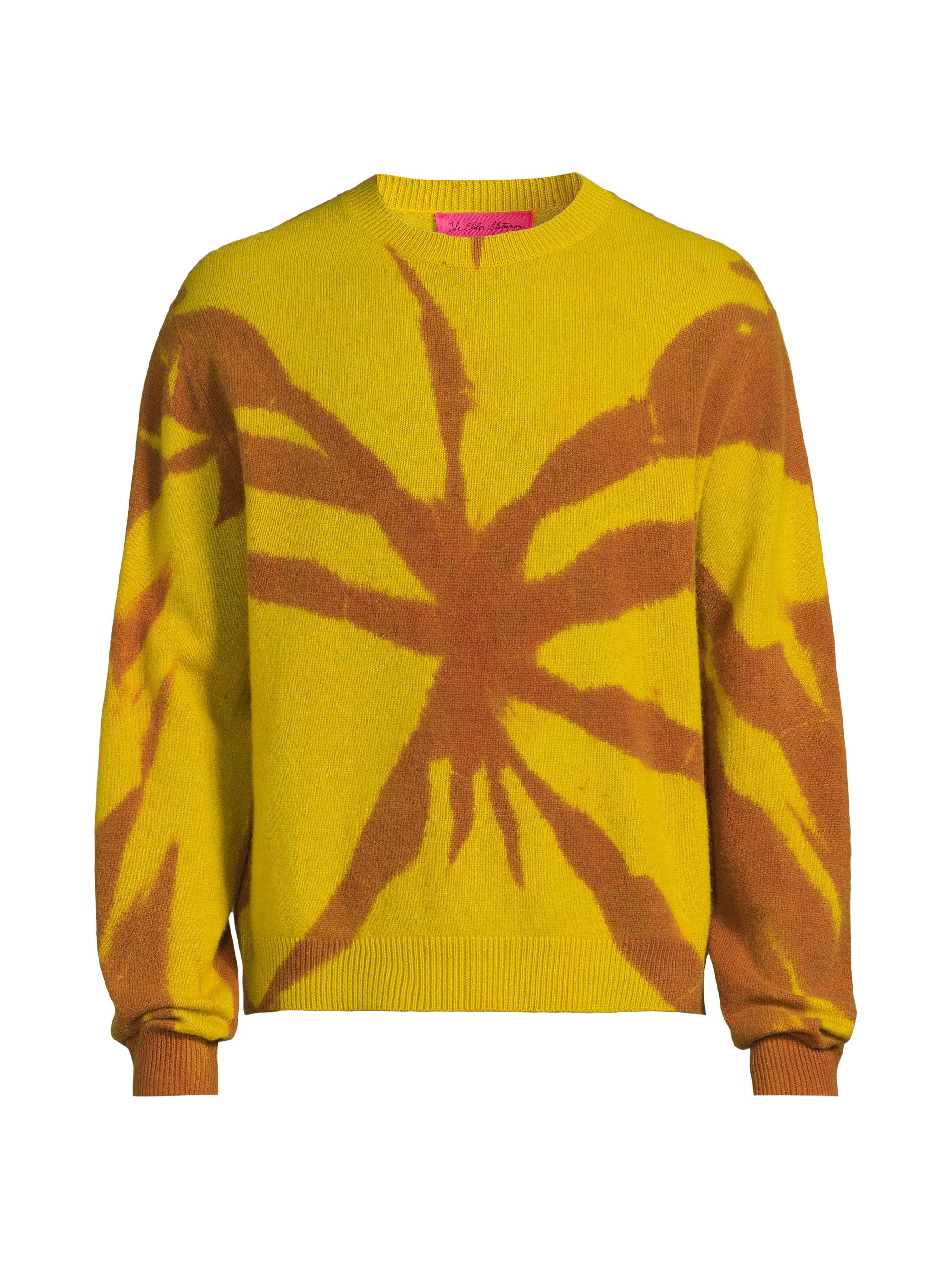 The Elder Statesman Men's Mythic Tranquility Crewneck Sweater - Citronelle With Red Cedar