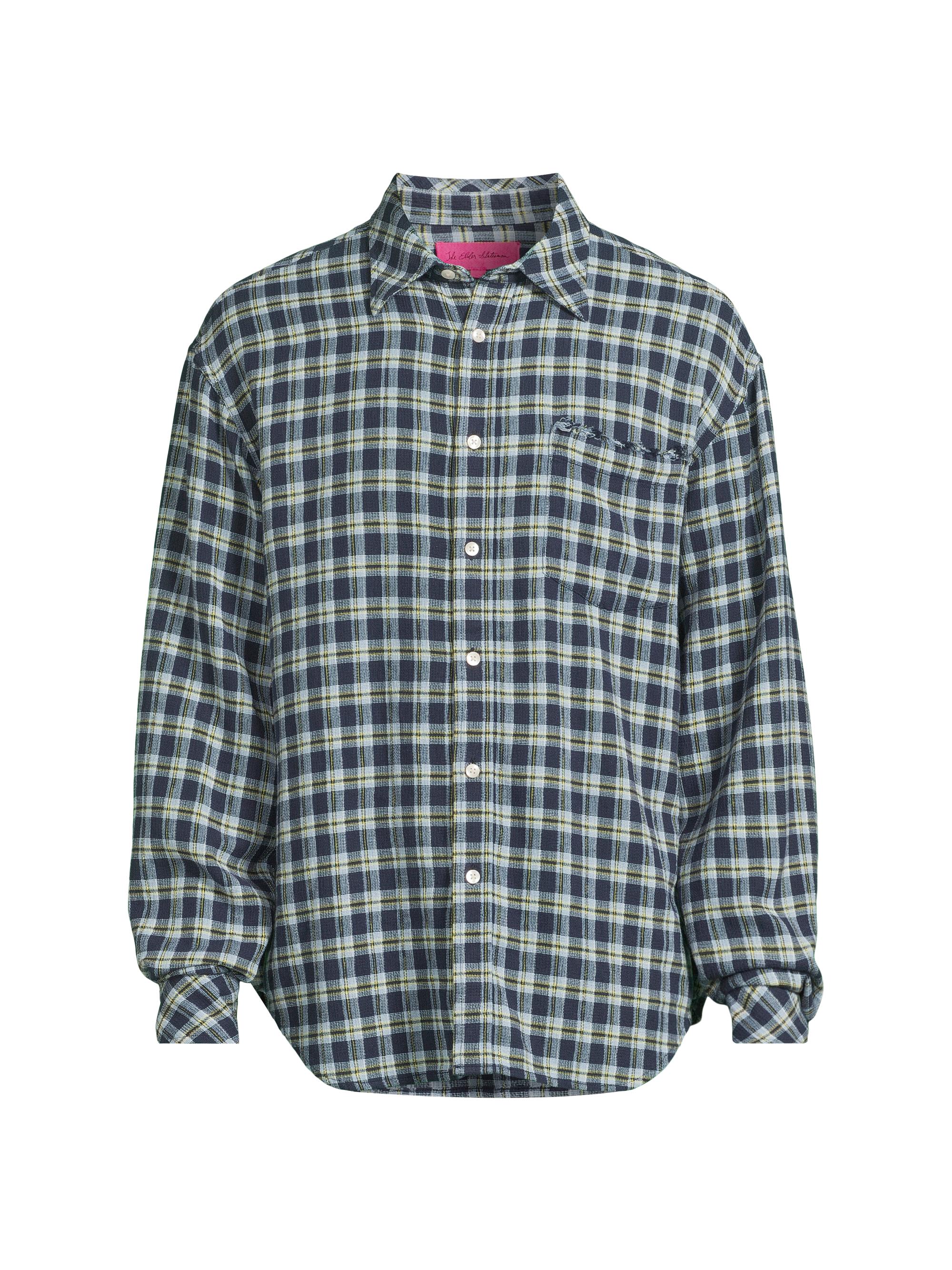 The Elder Statesman Men's Dune Plaid Beach Shirt - Navy