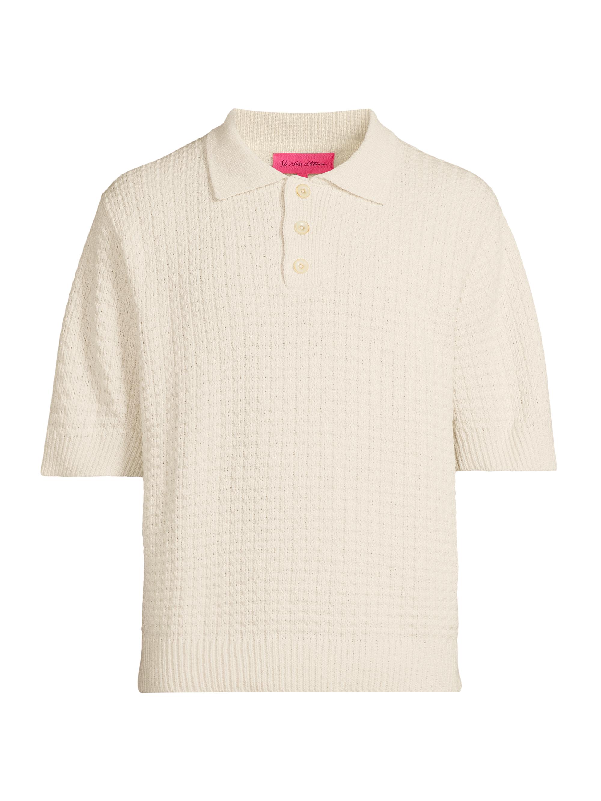The Elder Statesman Men's Nora Cotton Knit Polo Shirt - Natural