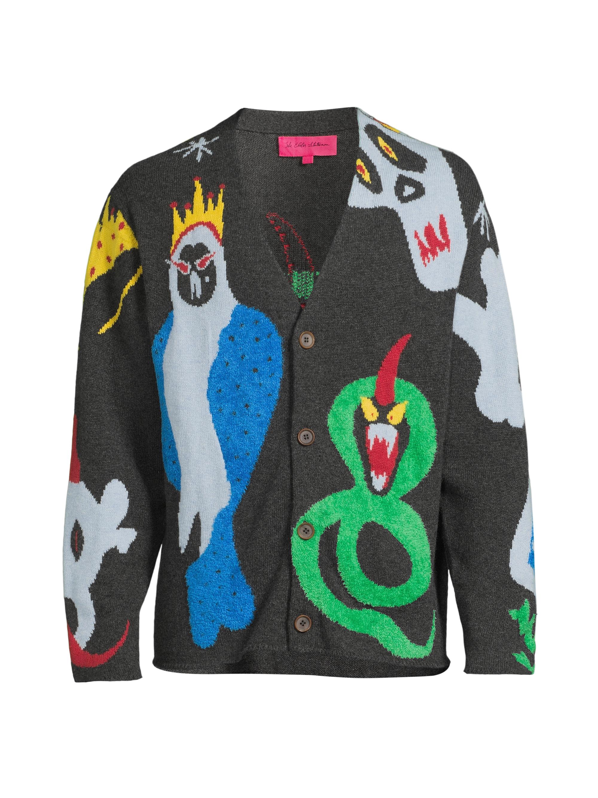 The Elder Statesman カシミヤつなぎ The Elder Statesman Mythical Creatures Cashmere Cardigan | Saks
