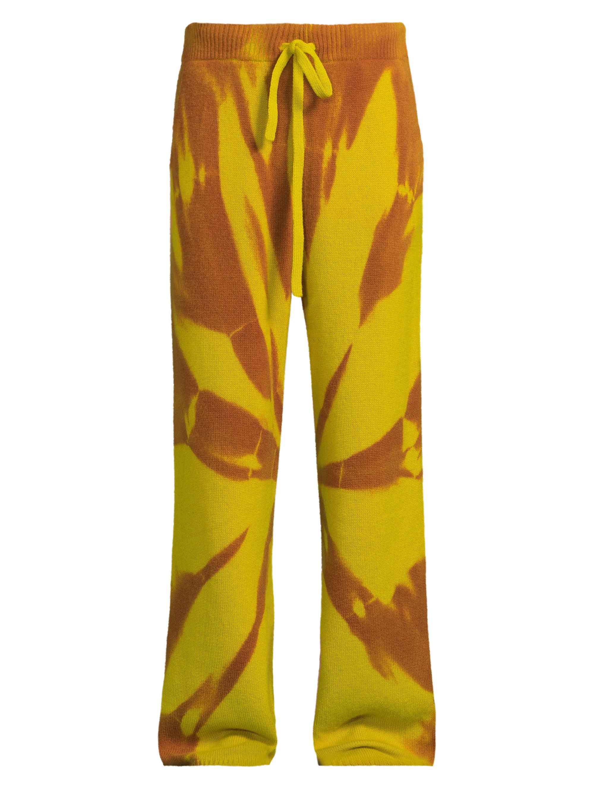 The Elder Statesman Men's Mythic Cashmere Lounge Pants - Citronelle With Red Cedar