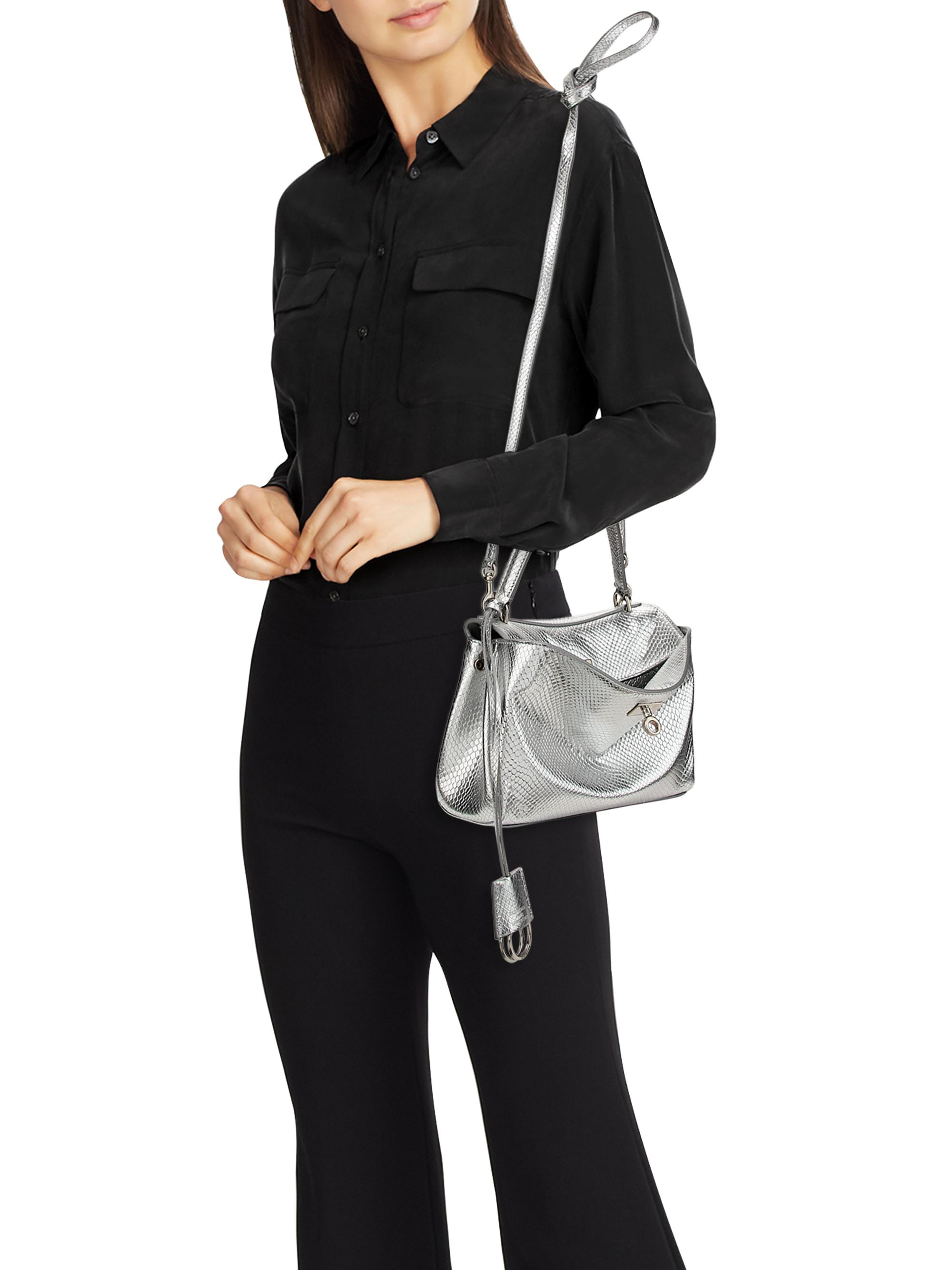 Balenciaga Women's Rodeo Embossed Leather Top Handle Bag - Silver