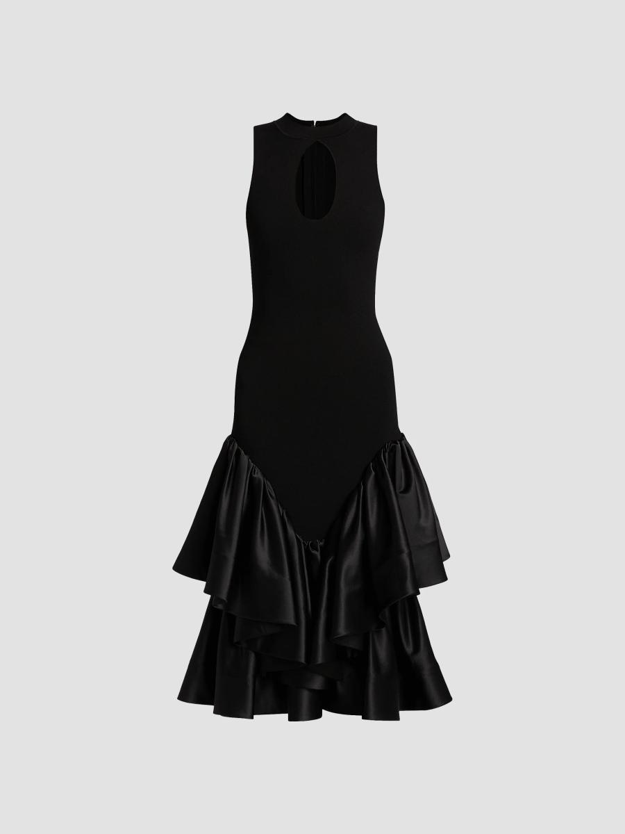 Et Ochs Antoinette Cut-Out Mixed-Media Midi-Dress | Saks Fifth Avenue