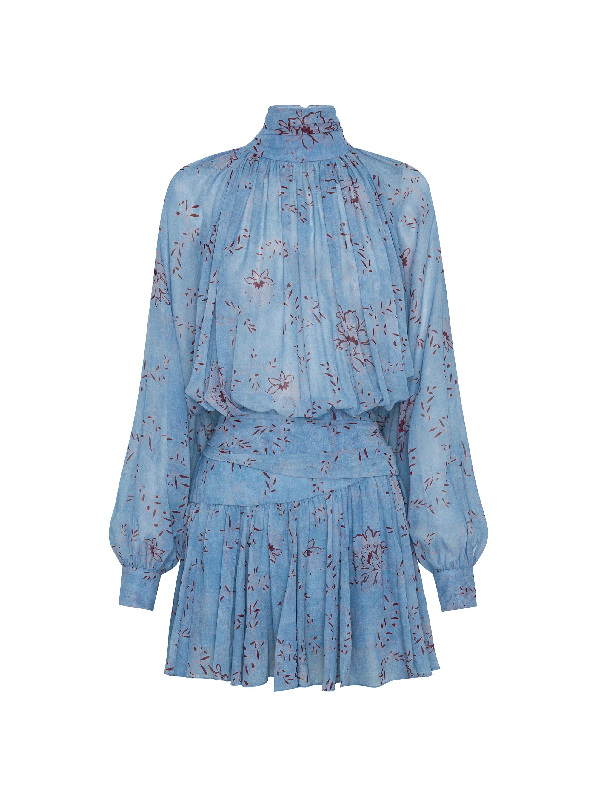 Nicholas the Label Women's Cecile Floral Godet Minidress - Wisteria Floral Blue Smoke