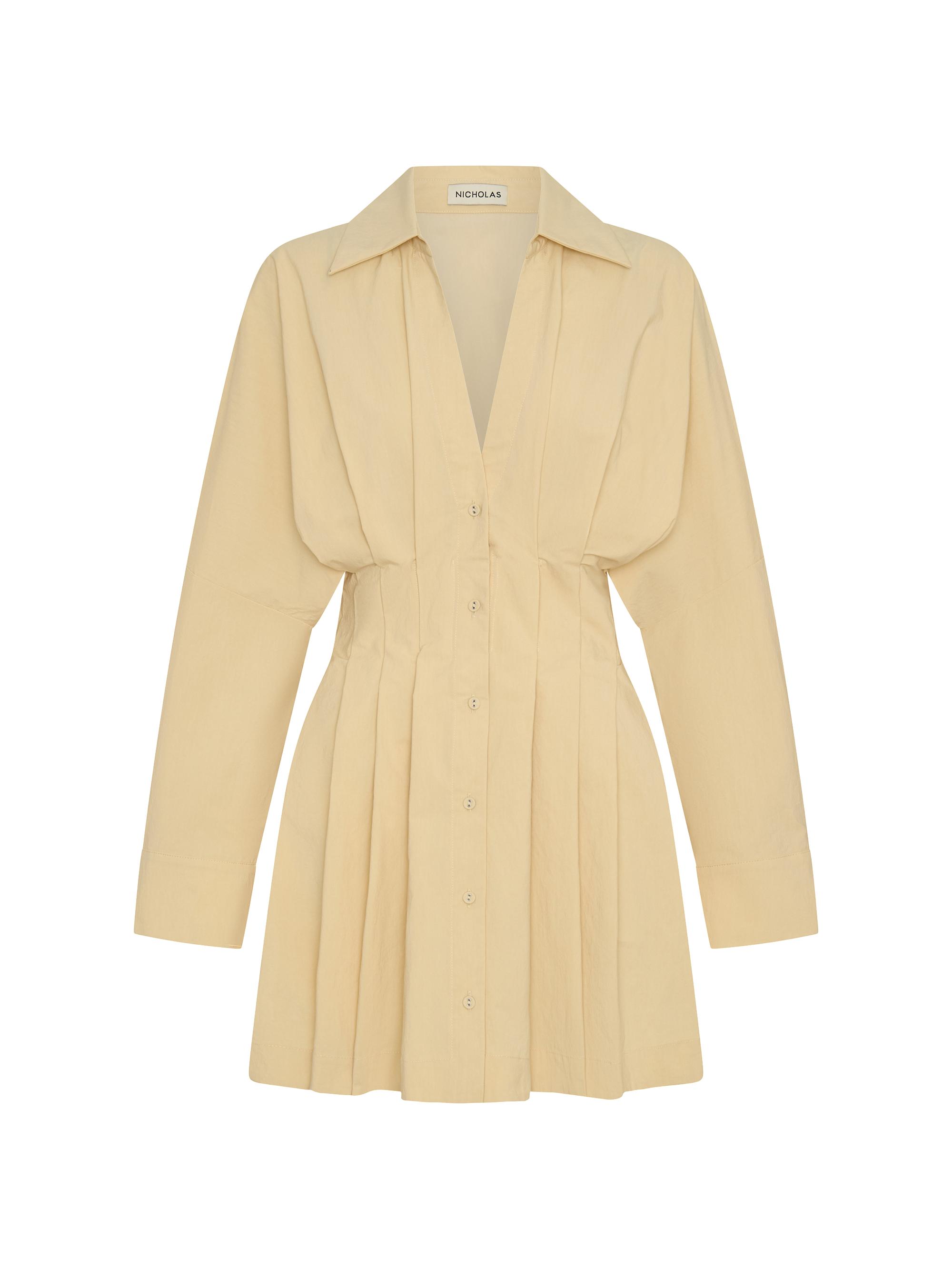 Nicholas the Label Women's Fabienne Pleated Mini Shirtdress - Butter