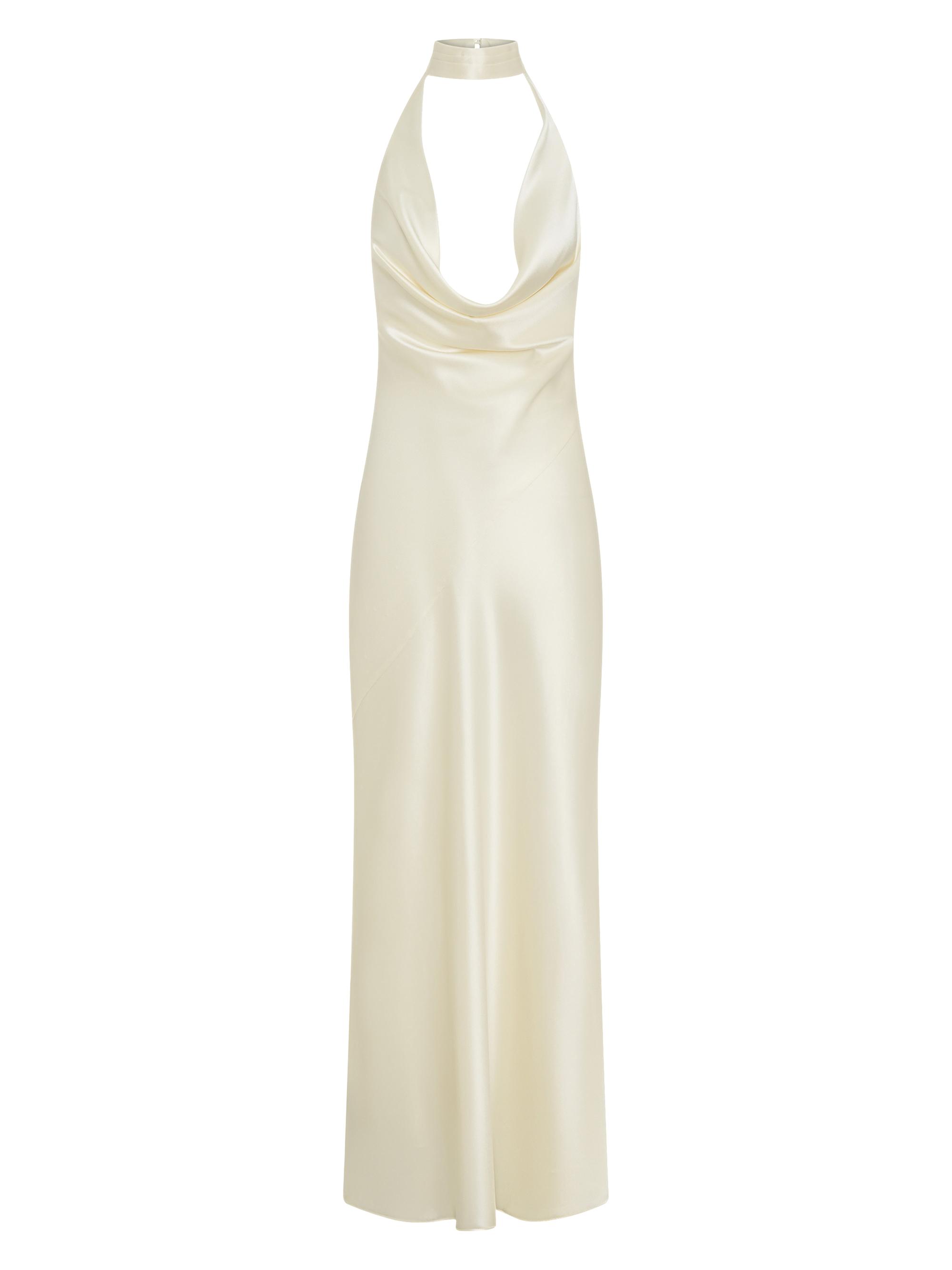 Nicholas the Label Women's Lyria Plunging Cowl-Halterneck Gown - Pearl
