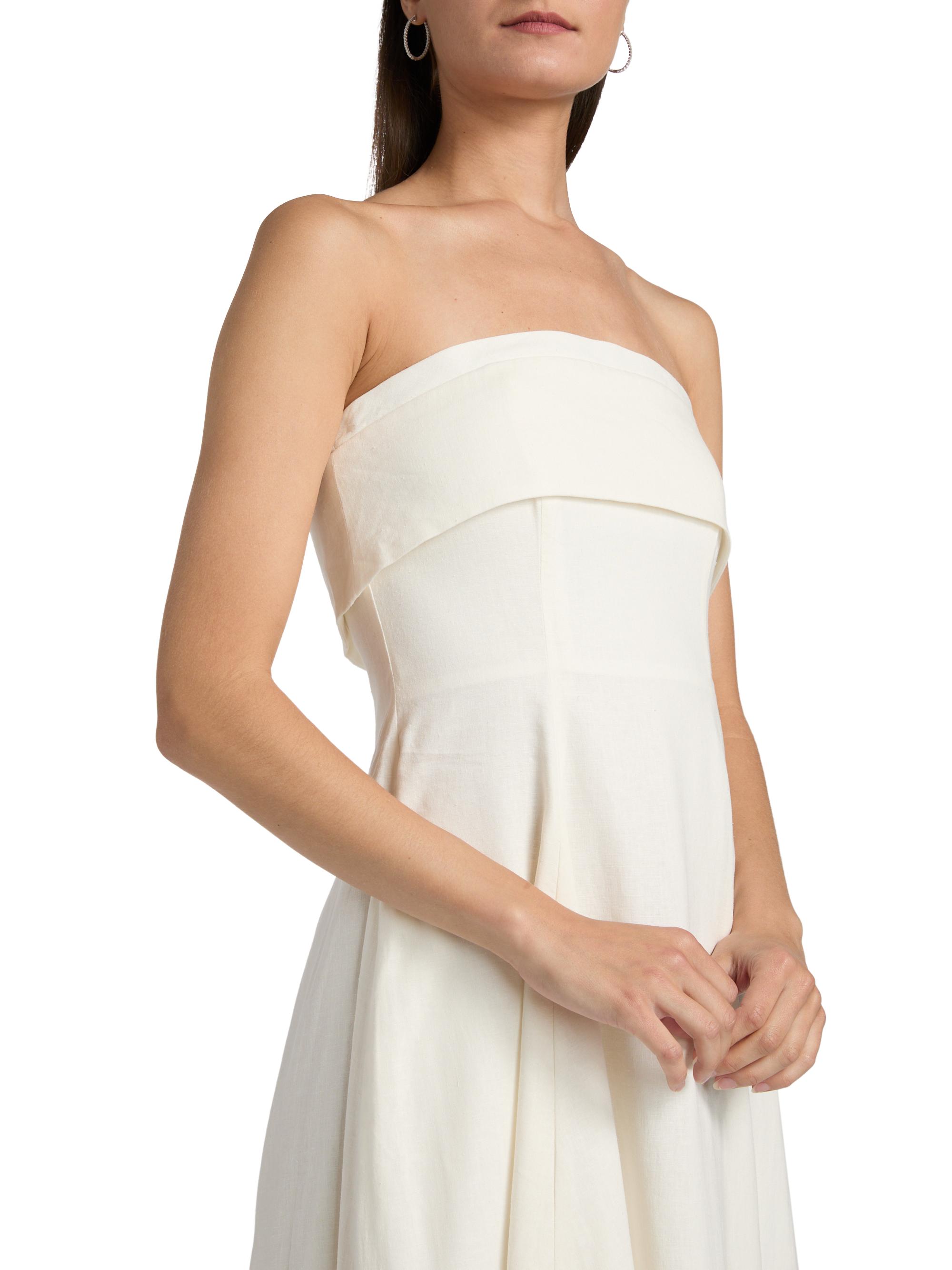 Nicholas The Label Women's Melody Linen-Blend Bandeau A-Line Maxi Dress - Ivory - Size 4