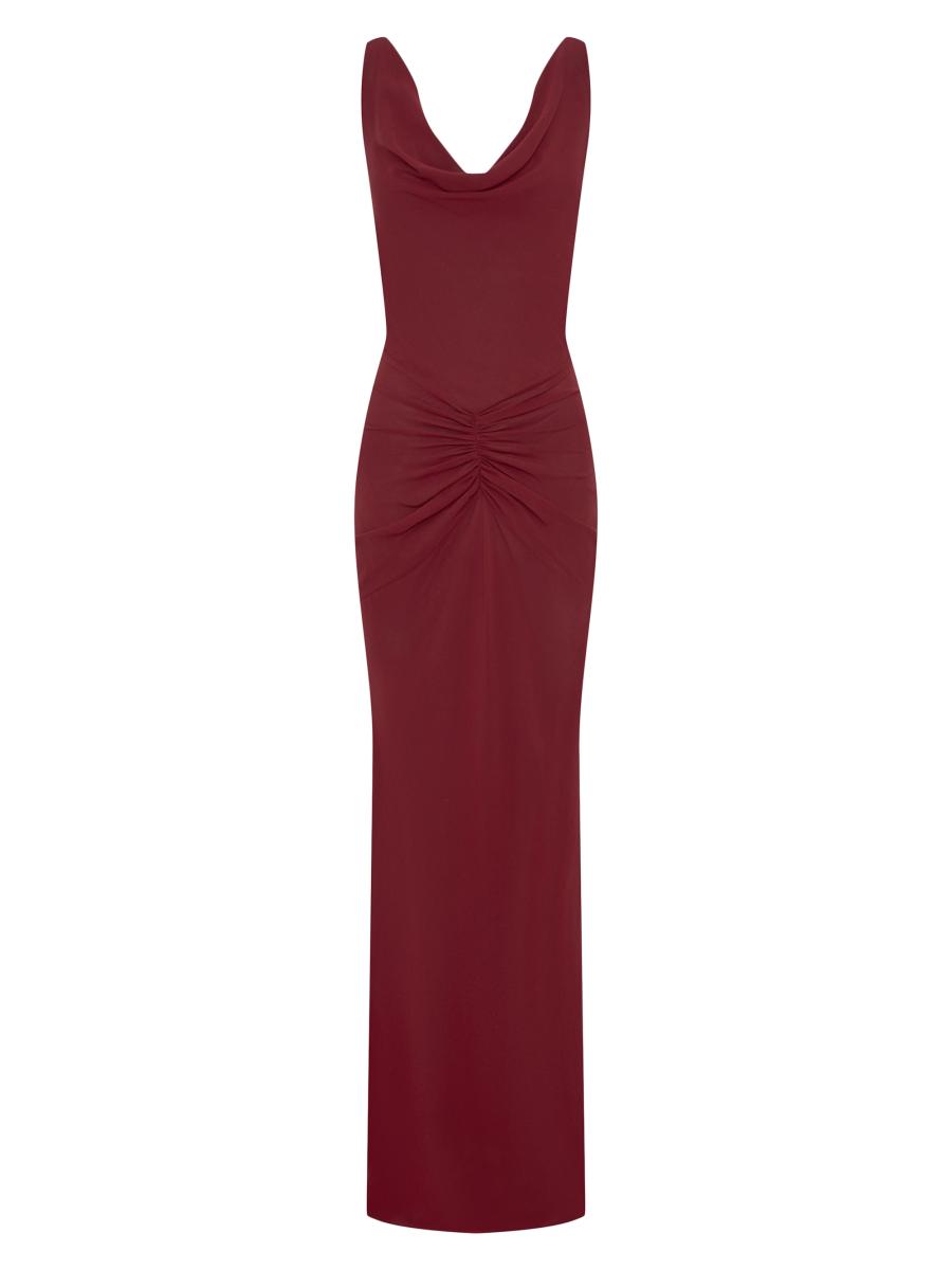calia midi dress CALIA Sexy Square-Neck Solid Ruched Slim Midi Dress
