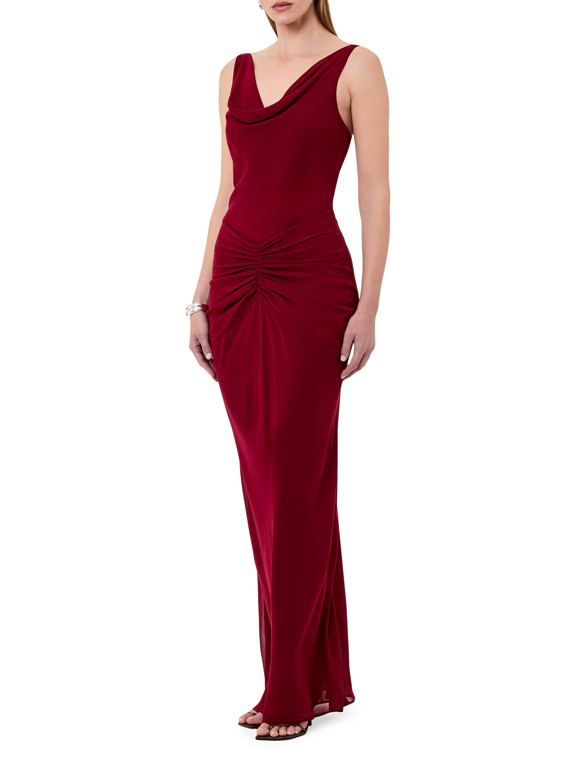 Nicholas Calia Sleeveless Deep Cowl Neck Maxi Dress - Plum - 2