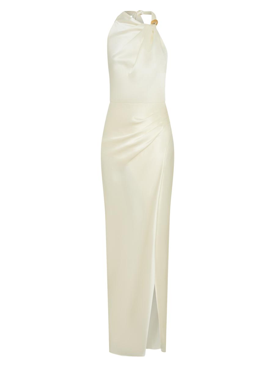 nicholas silk maxi dress Nicholas one-shoulder belted-waist Maxi Dress | Orange