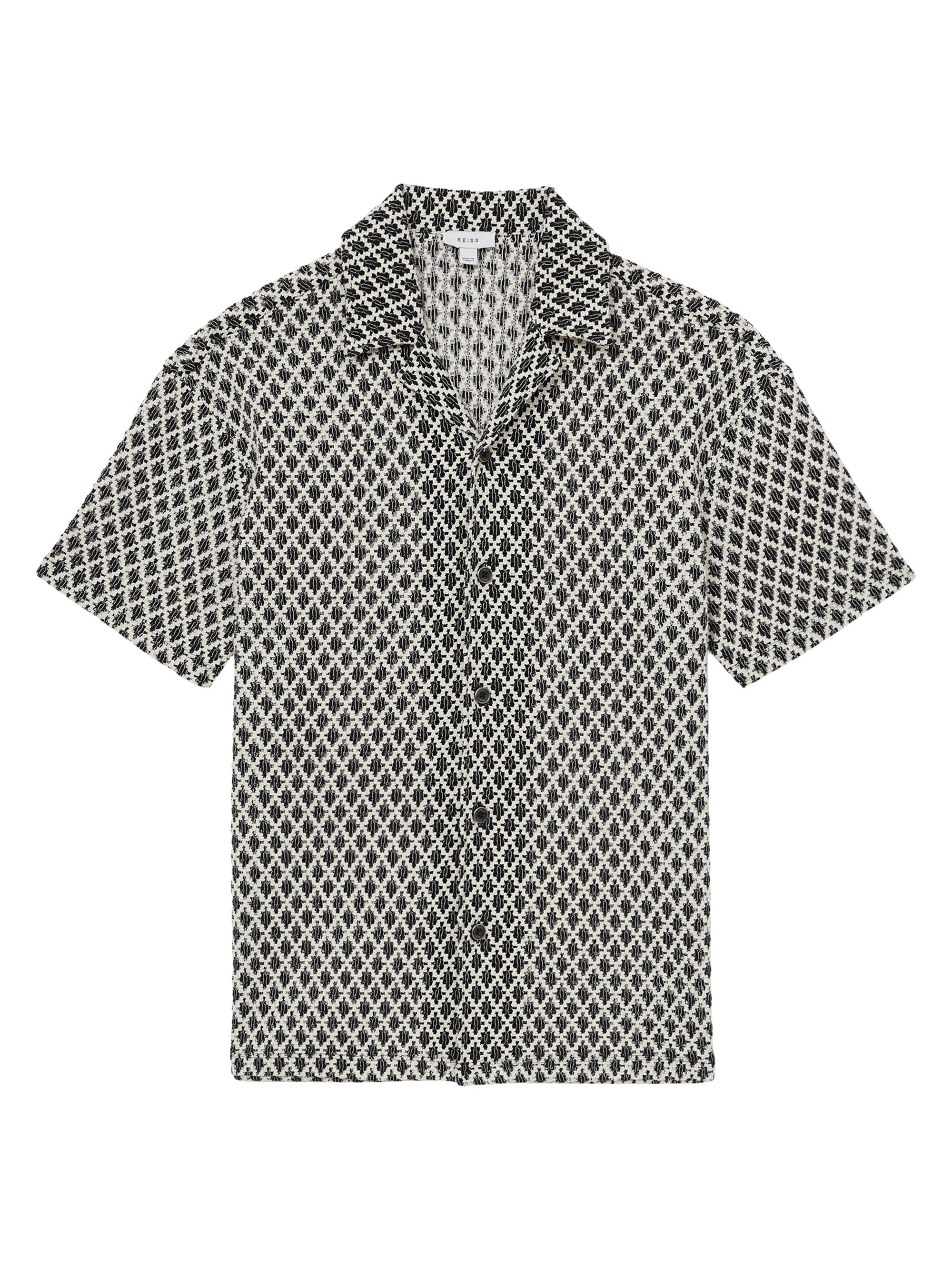 Reiss Men's Sterling Geometric Camp Shirt - Navy White