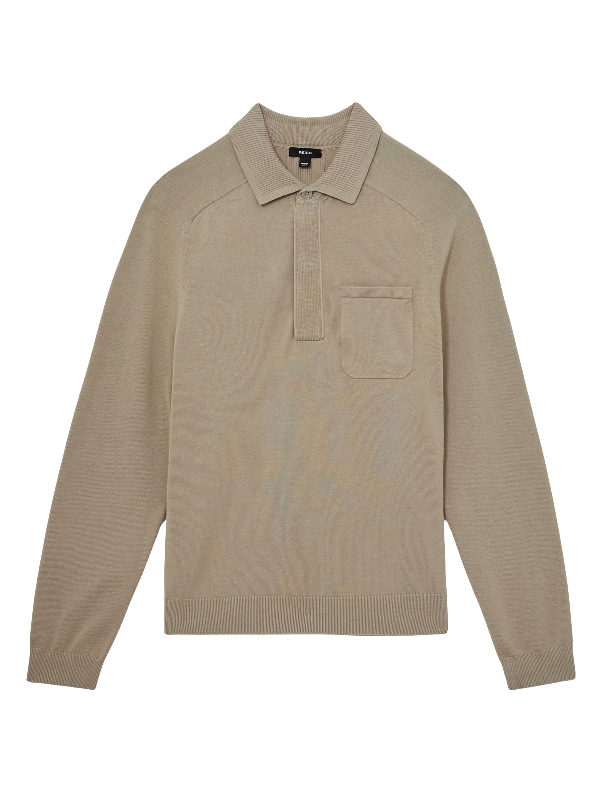 Reiss Men's Clinton Long-Sleeve Polo Shirt - Light Sage Green