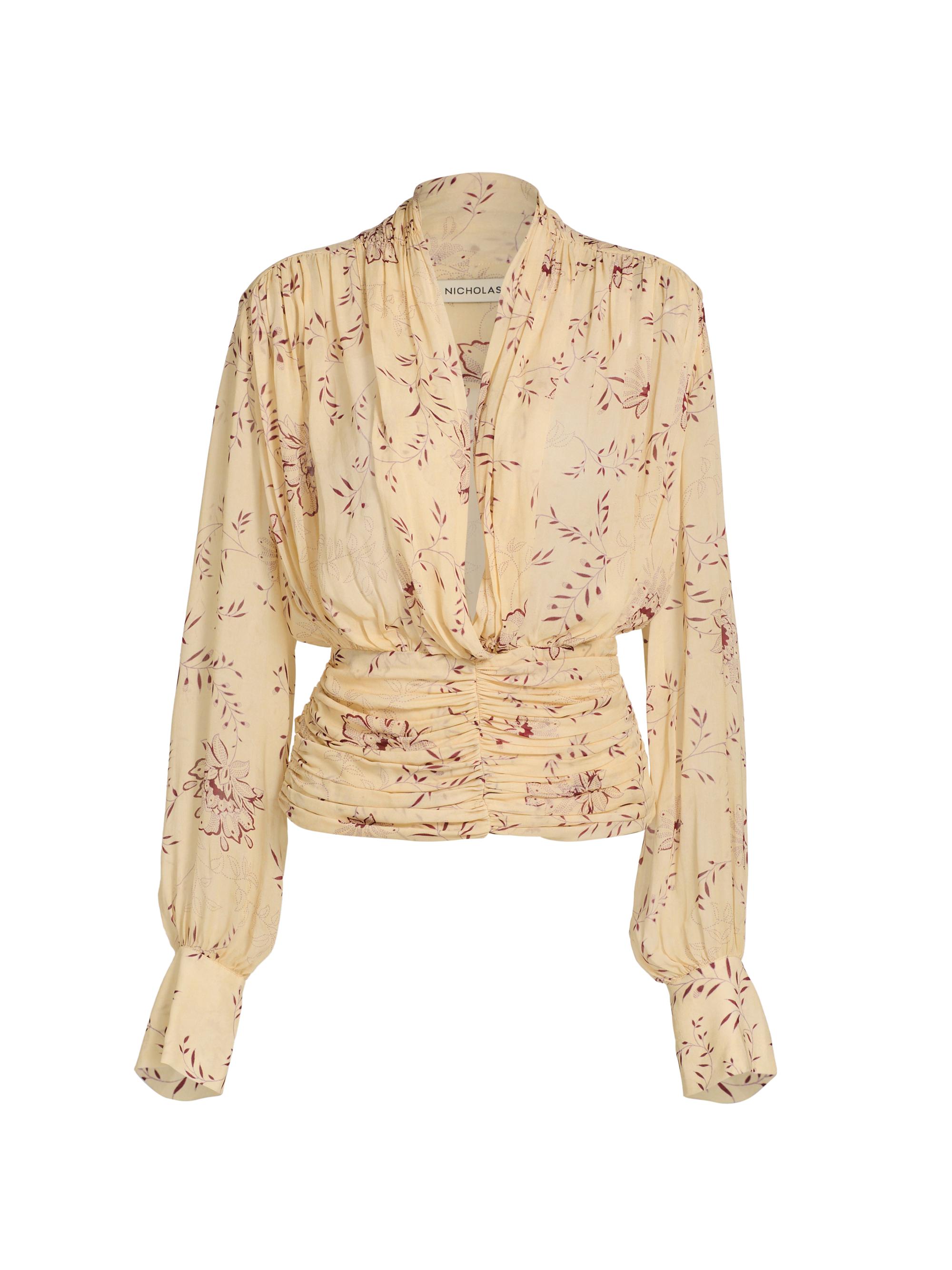 Nicholas the Label Women's Jacqueline Deep Plunge Top - Wisteria Floral Butter