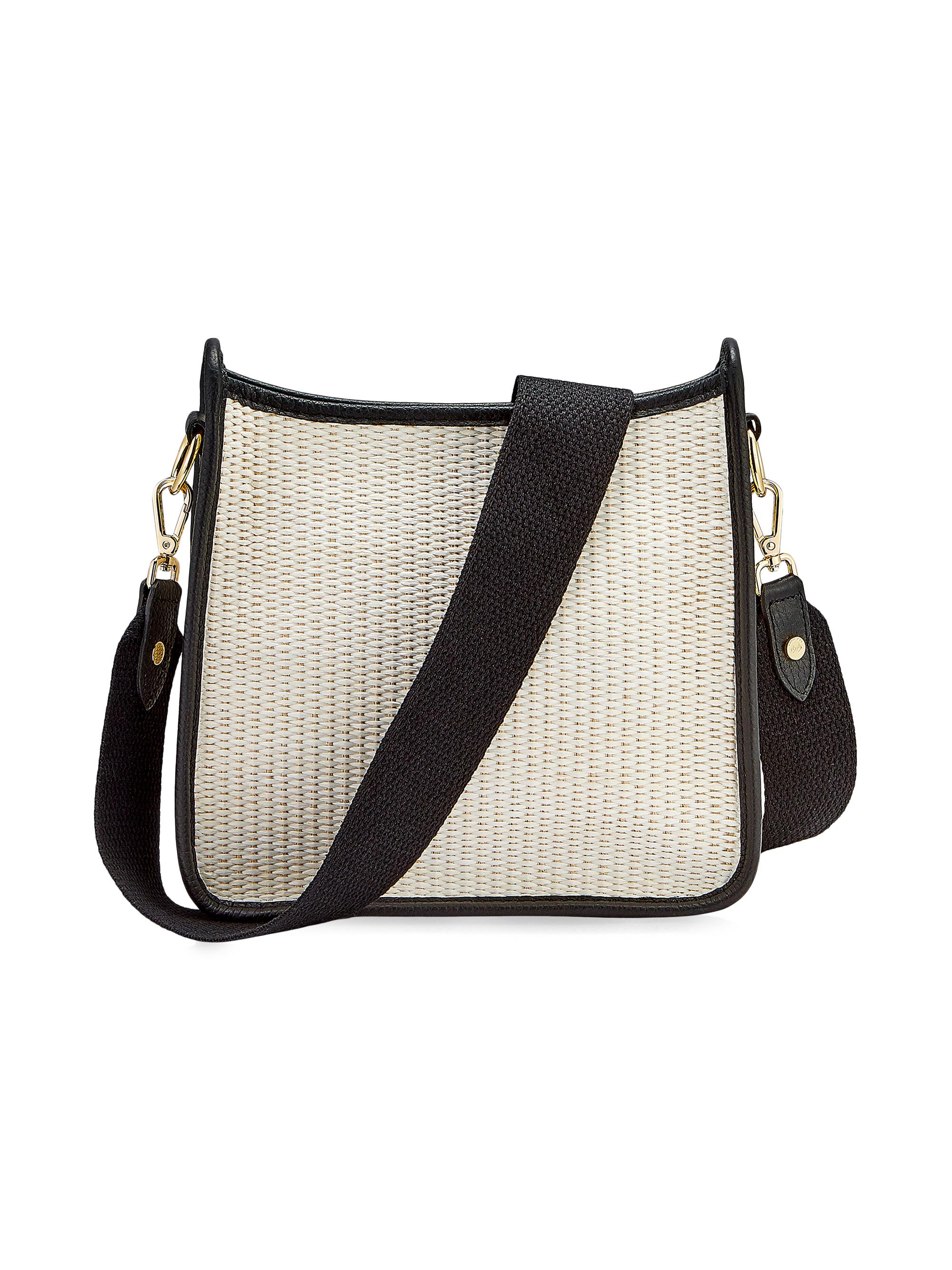 GiGi New York Women's Elle Leather Crossbody Bag - Natural Raffia With Black