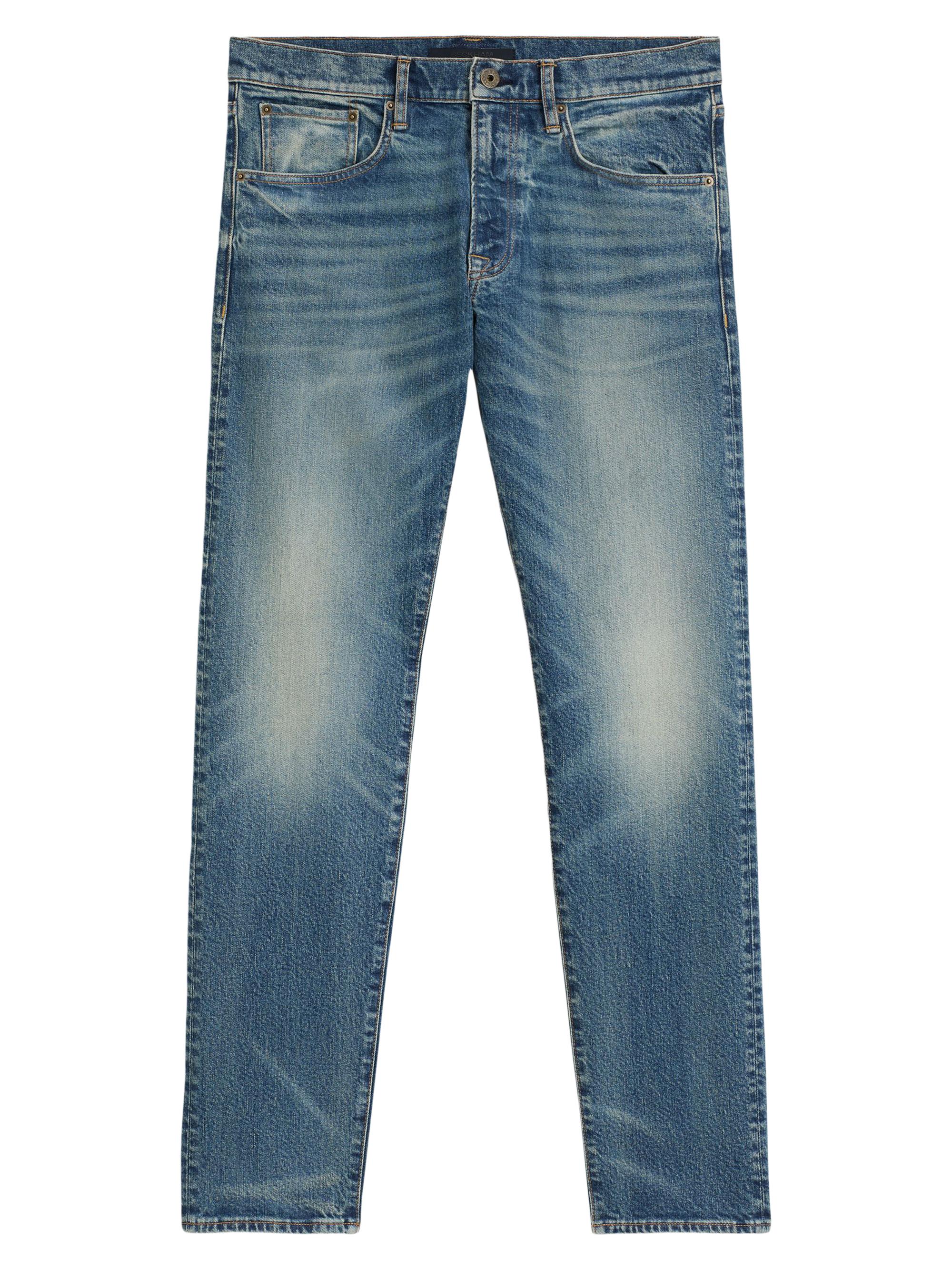 BOSS Men's Beckham x Boss Slim-Fit Jeans in Vintage-Wash Denim - Blue
