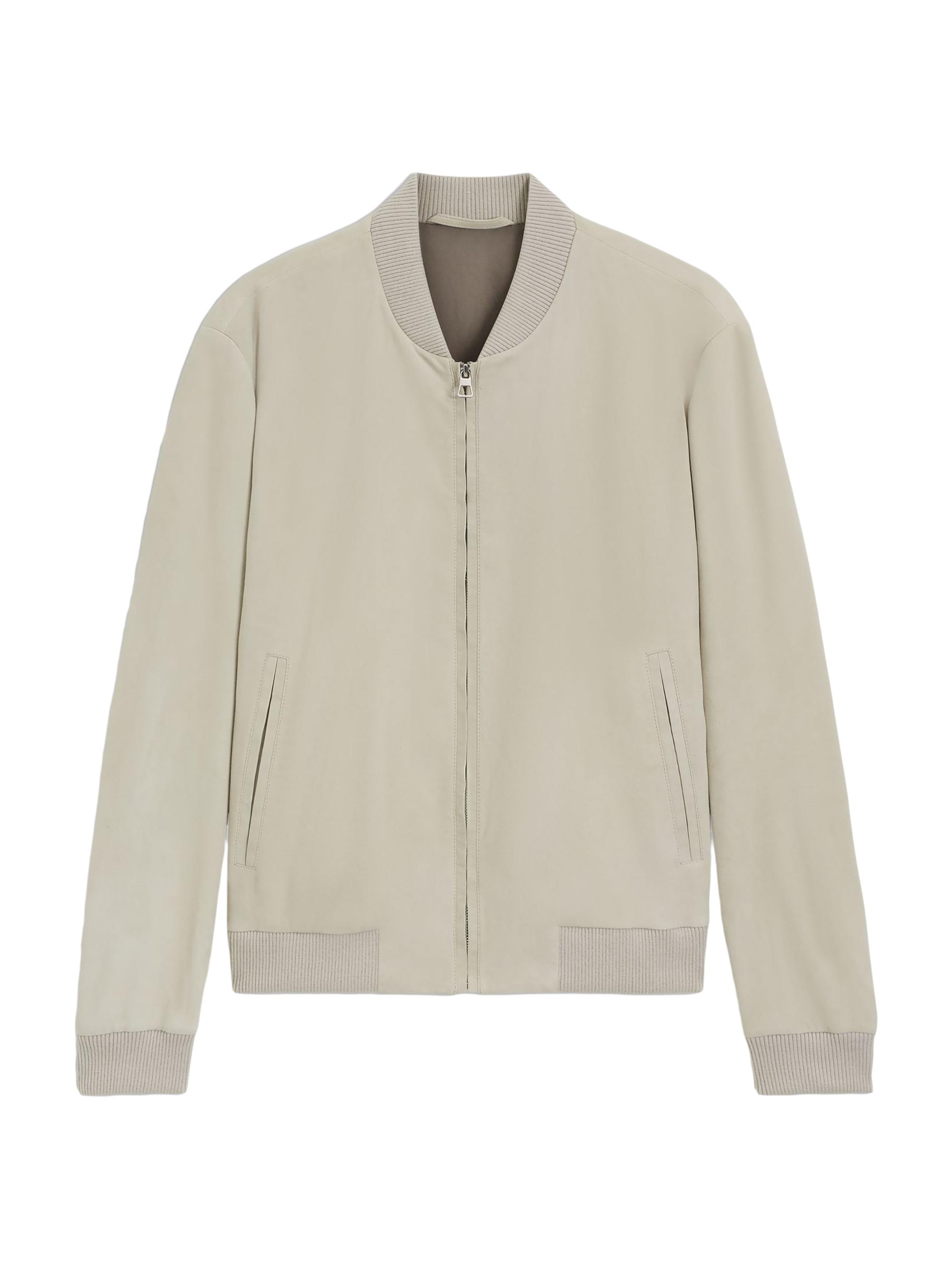 BOSS Men's Beckham x Boss Bomber Jacket in Suede - Light Beige