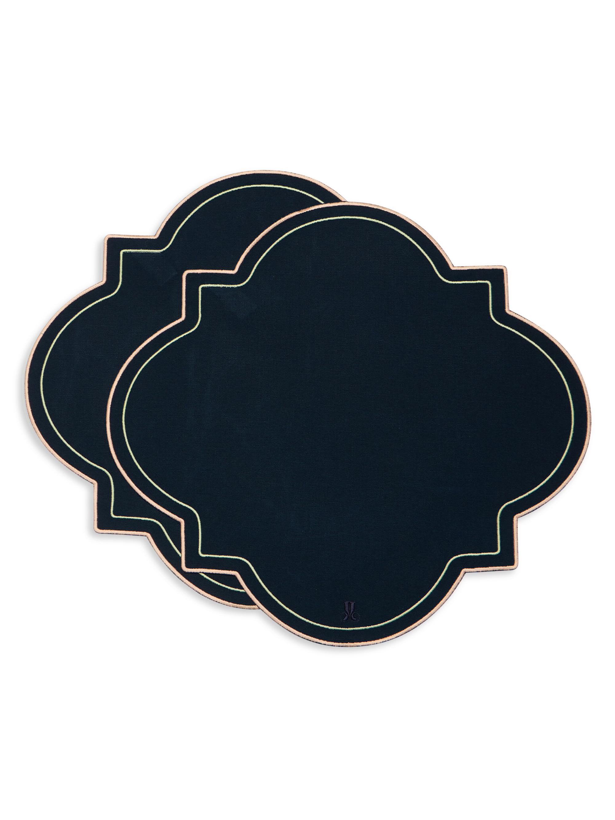 La DoubleJ Medallion Placemats Set of 2 - Solid Navy