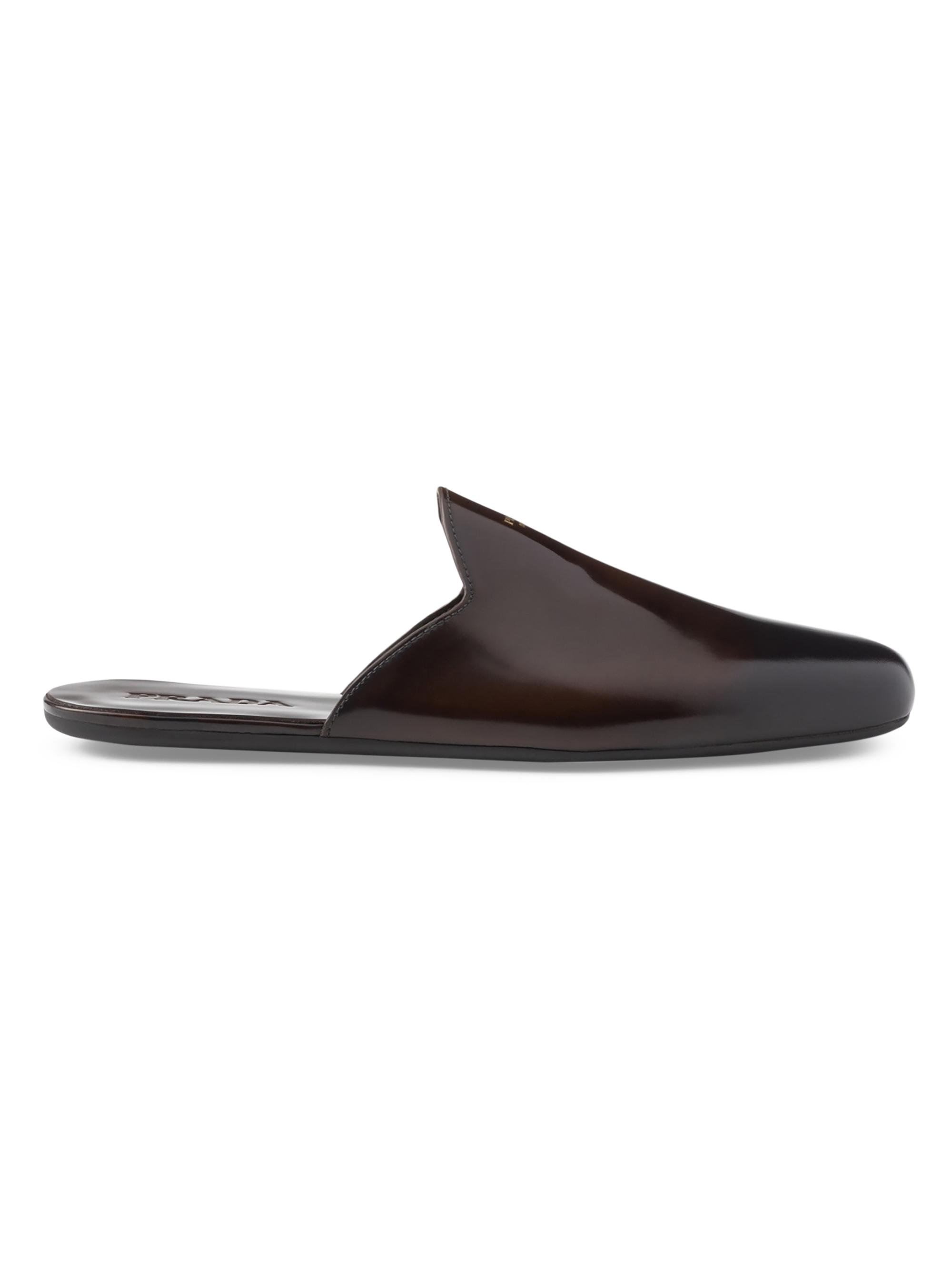 Prada Men's Brushed Leather Mules - Brown