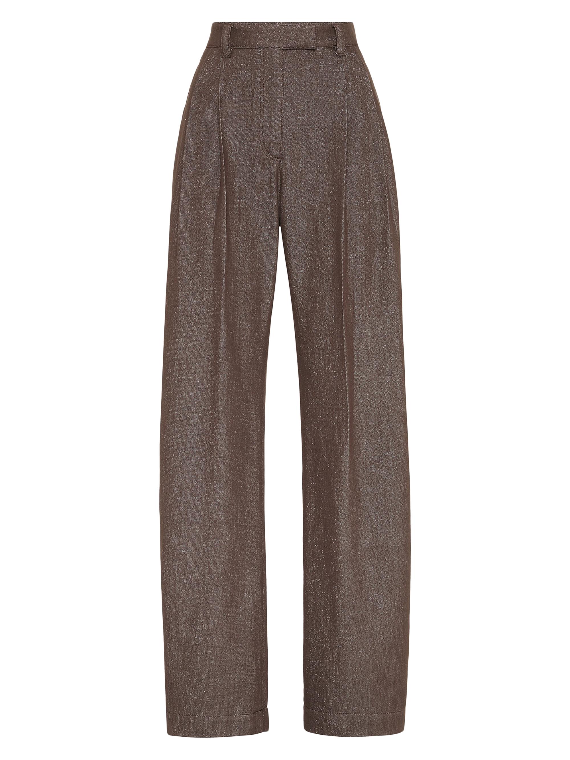 Brunello Cucinelli Women's Sparkling No Fade Denim Loose Curved Trousers - Cocoa