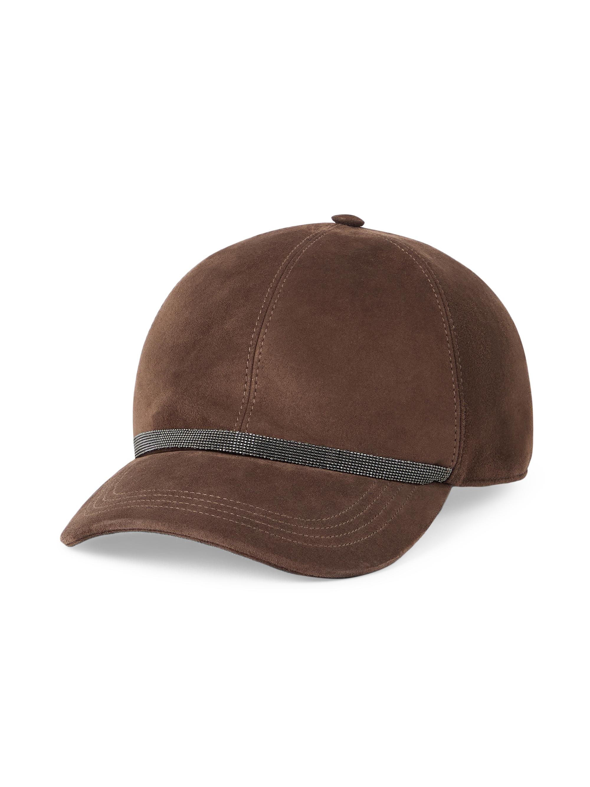 Brunello Cucinelli Women's Suede Baseball Cap with Shiny Band - Ebony
