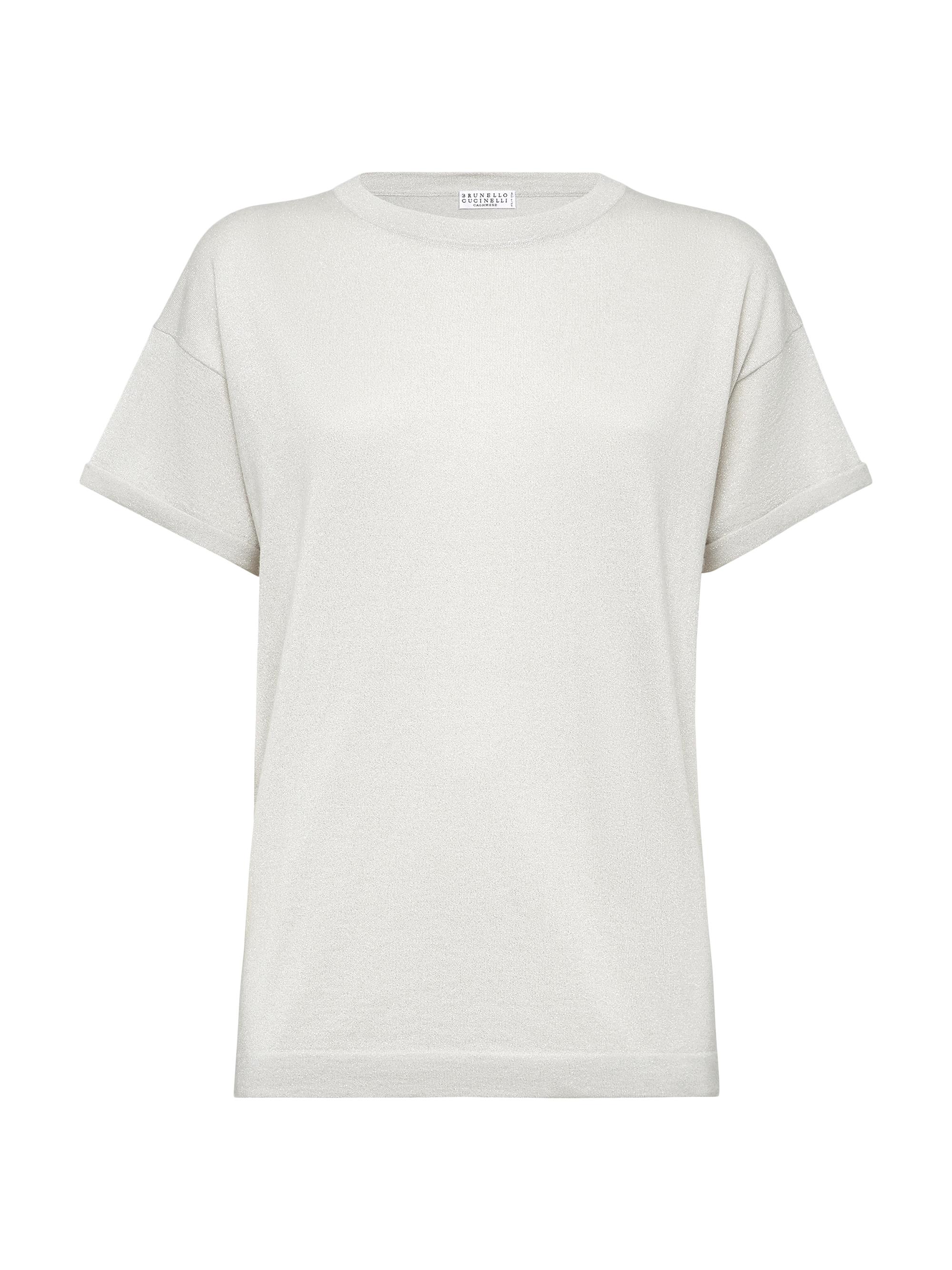 Brunello Cucinelli Women's Sparkling Cashmere and Silk Lightweight Knit T-Shirt - White