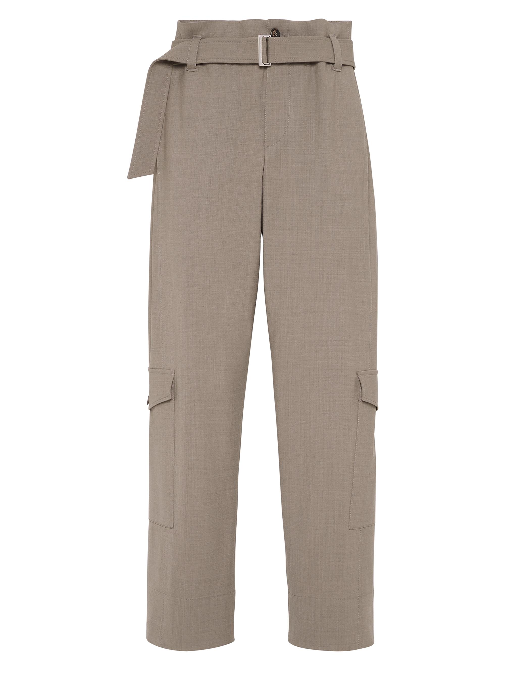 Brunello Cucinelli Women's Tropical Luxury Wool Utility Trousers - Mud