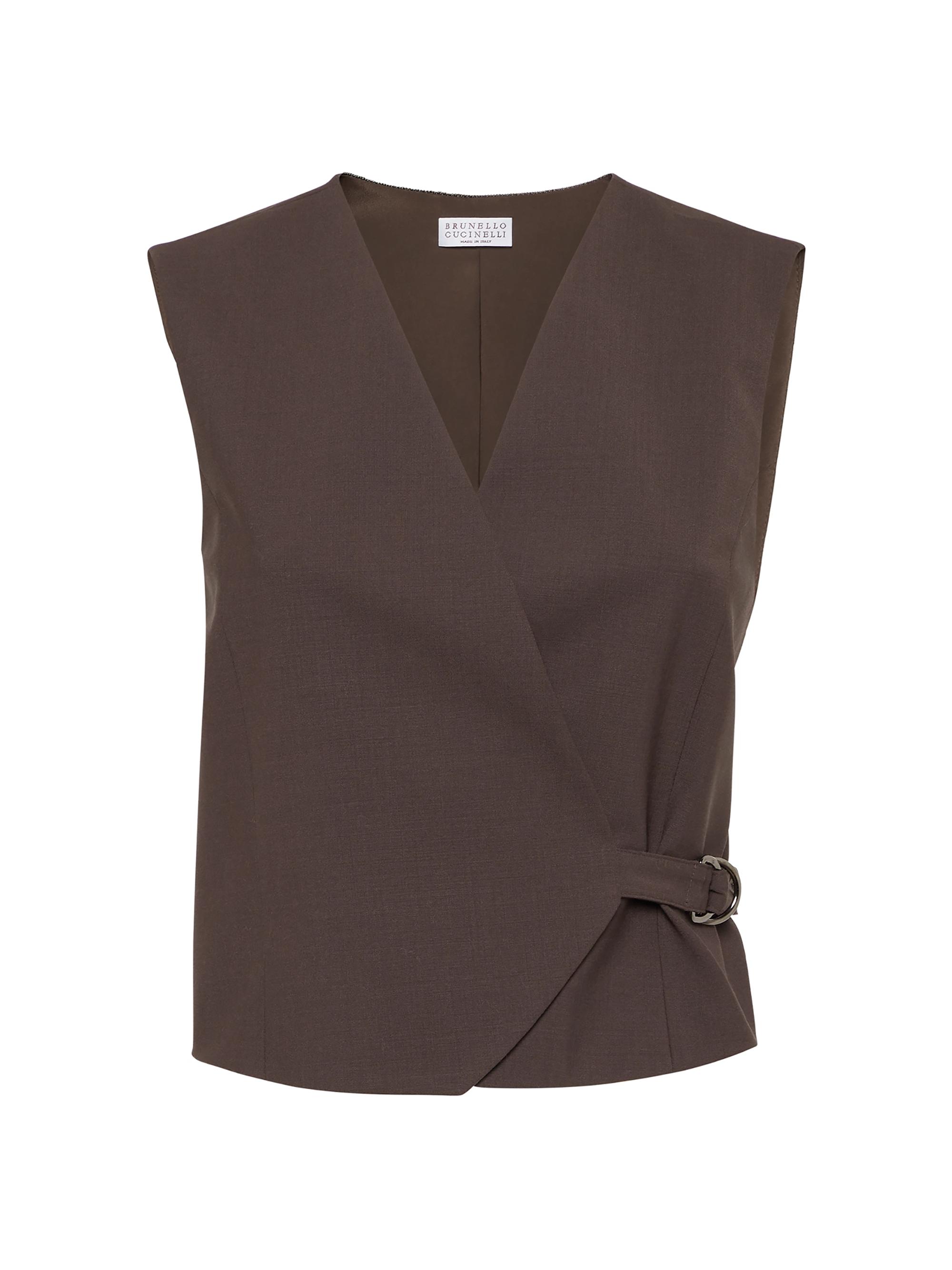 Brunello Cucinelli Women's Tropical Luxury Wool Vest - Cocoa